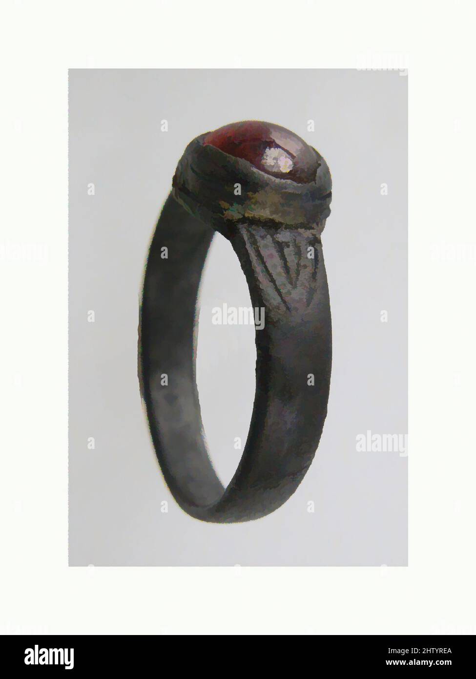 Arte ispirata da Finger Ring, 7th secolo, fabbricato nel Nord della Francia, franco, argento, granato o pasta di vetro cabochon, totale: 7/8 x 13/16 x 1/2 pollici (2,3 x 2,1 x 1,2 cm), Metalwork-Silver, opere classiche modernizzate da Artotop con un tocco di modernità. Forme, colore e valore, impatto visivo accattivante sulle emozioni artistiche attraverso la libertà delle opere d'arte in modo contemporaneo. Un messaggio senza tempo che persegue una nuova direzione selvaggiamente creativa. Artisti che si rivolgono al supporto digitale e creano l'NFT Artotop Foto Stock