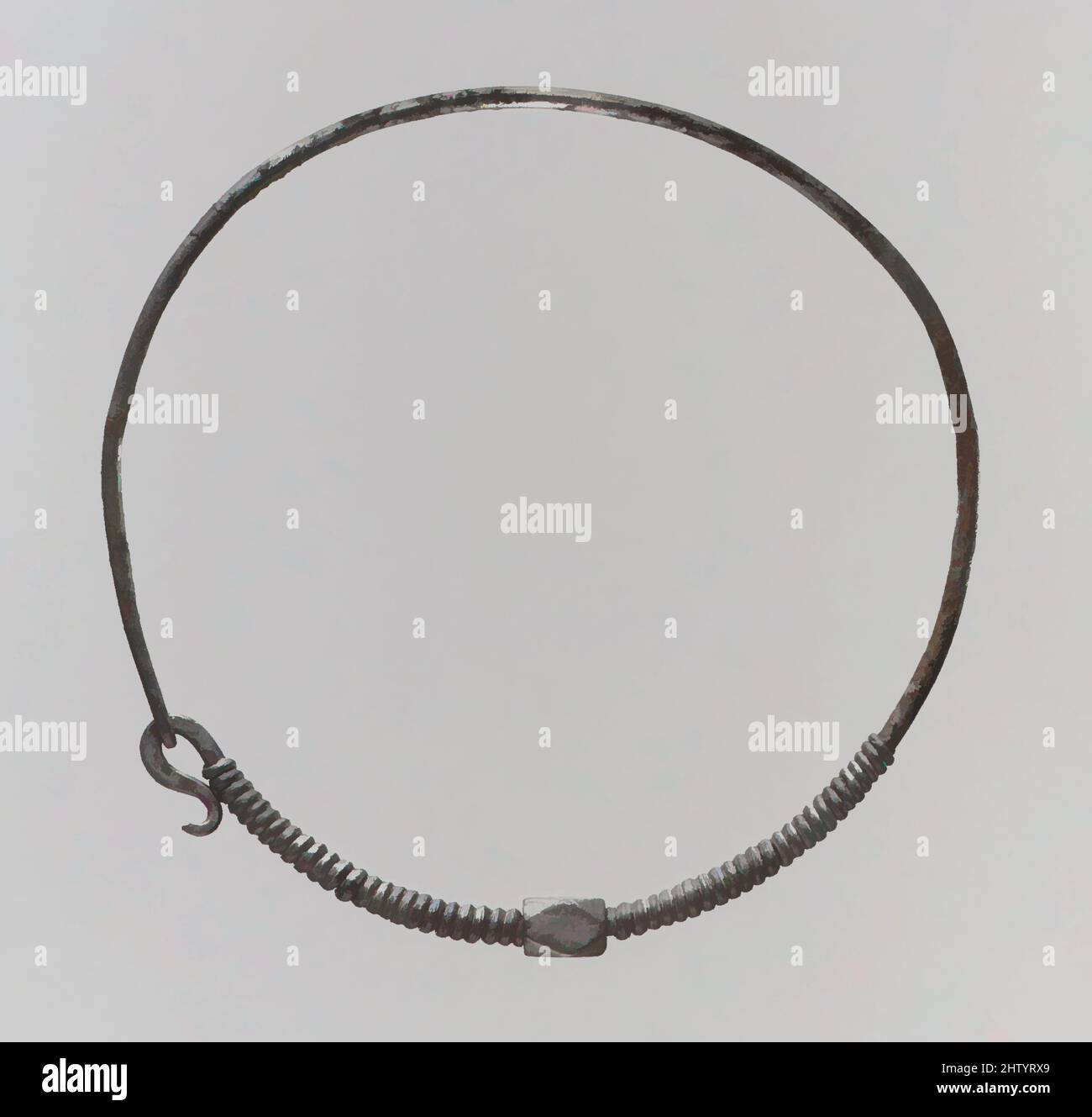 Art Inspired by Earring, 675–725, Frankish, Silver, tuta: 3 1/4 x 3/16 poll. (8,3 x 0,5 cm), in metallo-Argento, Orecchini Hoop con perle poliedriche, derivate da gioielli tardo-romani, restarono alla moda tra le donne franche dal 400s al 700s. Molti sono pezzi delicati, opere classiche modernizzate da Artotop con un tuffo di modernità. Forme, colore e valore, impatto visivo accattivante sulle emozioni artistiche attraverso la libertà delle opere d'arte in modo contemporaneo. Un messaggio senza tempo che persegue una nuova direzione selvaggiamente creativa. Artisti che si rivolgono al supporto digitale e creano l'NFT Artotop Foto Stock Art Inspired by Earring, 675–725, Frankish, Silver, tuta: 3 1/4 x 3/16 poll. (8,3 x 0,5 cm), in metallo-Argento, Orecchini Hoop con perle poliedriche, derivate da gioielli tardo-romani, restarono alla moda tra le donne franche dal 400s al 700s. Molti sono pezzi delicati, opere classiche modernizzate da Artotop con un tuffo di modernità. Forme, colore e valore, impatto visivo accattivante sulle emozioni artistiche attraverso la libertà delle opere d'arte in modo contemporaneo. Un messaggio senza tempo che persegue una nuova direzione selvaggiamente creativa. Artisti che si rivolgono al supporto digitale e creano l'NFT Artotop Foto Stock
