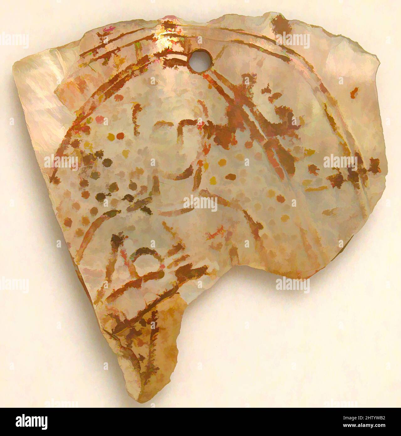 Arte ispirata alla targa, 8th–9th secolo, realizzata in Egitto bizantino, copta, madreperla, policromia, tuta: 2 5/8 x 2 1/2 x 1/16 pollici (6,6 x 6,3 x 0,2 cm), scultura-miniatura, opere classiche modernizzate da Artotop con un tocco di modernità. Forme, colore e valore, impatto visivo accattivante sulle emozioni artistiche attraverso la libertà delle opere d'arte in modo contemporaneo. Un messaggio senza tempo che persegue una nuova direzione selvaggiamente creativa. Artisti che si rivolgono al supporto digitale e creano l'NFT Artotop Foto Stock