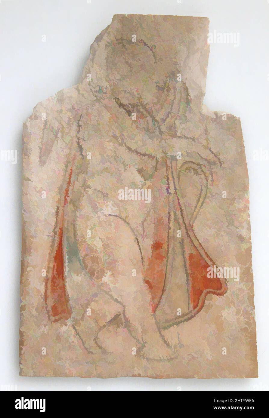 Arte ispirata da targa con un Eros, 4th–5th secolo, fatta in Egitto bizantino, copto, osso, tracce di vernice rossa e blu, totale: 3 9/16 x 2 3/8 x 3/16 pollici. (9,1 x 6 x 0,4 cm), avorio-osso, placche di osso sono stati usati per decorare i divani, le cassettiere ed altri mobili. Alcuni sono stati scolpiti in, opere classiche modernizzate da Artotop con un tuffo di modernità. Forme, colore e valore, impatto visivo accattivante sulle emozioni artistiche attraverso la libertà delle opere d'arte in modo contemporaneo. Un messaggio senza tempo che persegue una nuova direzione selvaggiamente creativa. Artisti che si rivolgono al supporto digitale e creano l'NFT Artotop Foto Stock