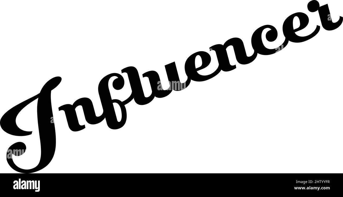 Illustrazione di un segno di testo influencer su sfondo bianco Illustrazione Vettoriale