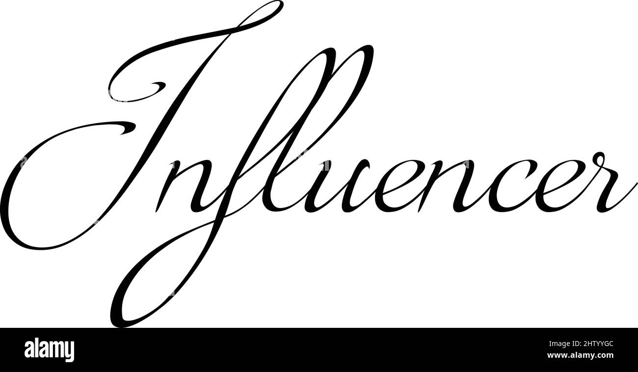 Illustrazione di un segno di testo influencer su sfondo bianco Illustrazione Vettoriale