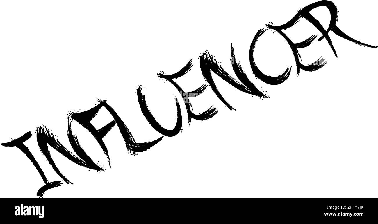 Illustrazione di un segno di testo influencer su sfondo bianco Illustrazione Vettoriale