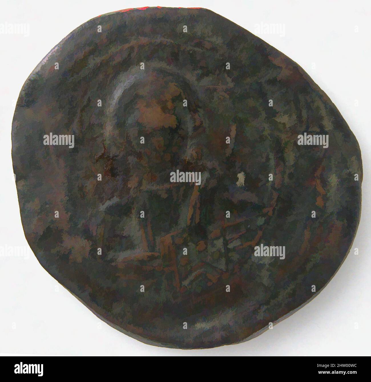 Arte ispirata a Coin, 11th secolo, bizantina, lega di rame (bronzo), totale: 1 3/8 x 1 1/4 x 1/16 pollici (3,5 x 3,1 x 0,2 cm), monete, opere classiche modernizzate da Artotop con un tuffo di modernità. Forme, colore e valore, impatto visivo accattivante sulle emozioni artistiche attraverso la libertà delle opere d'arte in modo contemporaneo. Un messaggio senza tempo che persegue una nuova direzione selvaggiamente creativa. Artisti che si rivolgono al supporto digitale e creano l'NFT Artotop Foto Stock