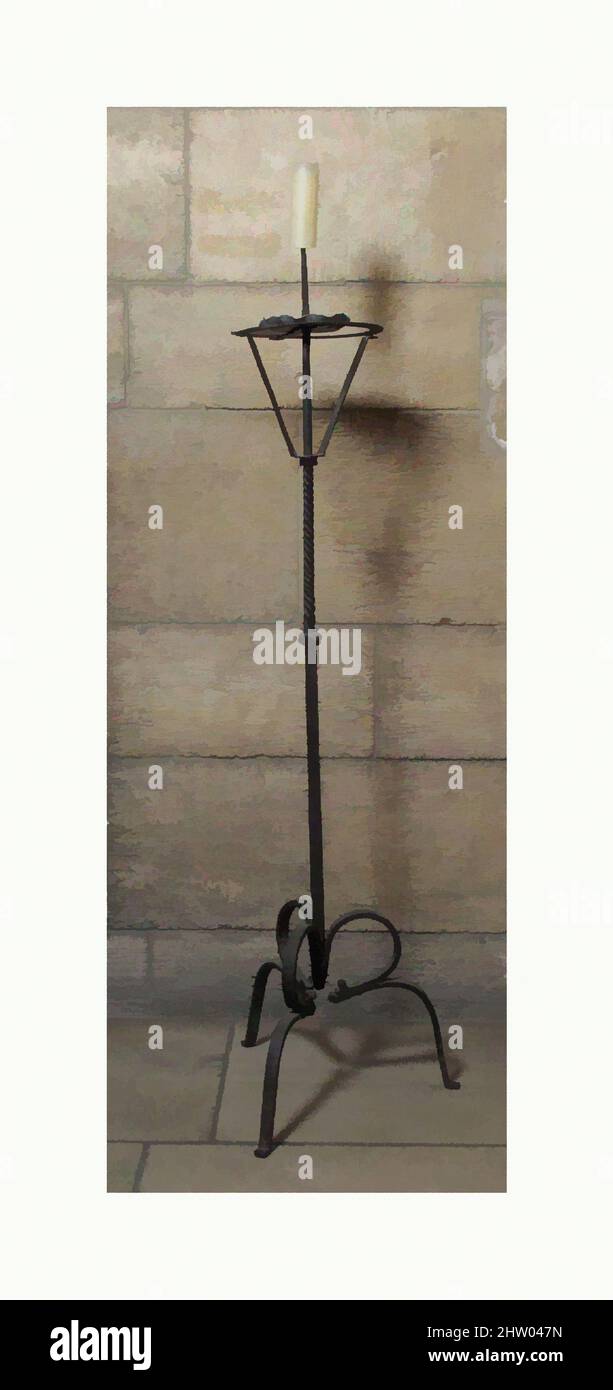 Art Inspired by Pricket Candlestick, 15th Century, Italian (?), Iron, Overall: 54 in. (137,2 cm), ferro metallizzato, opere classiche modernizzate da Artotop con un tuffo di modernità. Forme, colore e valore, impatto visivo accattivante sulle emozioni artistiche attraverso la libertà delle opere d'arte in modo contemporaneo. Un messaggio senza tempo che persegue una nuova direzione selvaggiamente creativa. Artisti che si rivolgono al supporto digitale e creano l'NFT Artotop Foto Stock