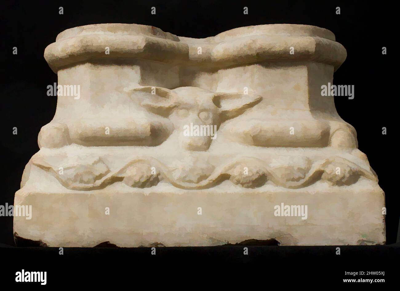 Arte ispirata a base a doppia colonna, fine 15th secolo, realizzata in Trie o Larreule, francese, marmo, tuta: 18 3/4 x 10in. (47,6 x 25,4cm), scultura-architettura, opere classiche modernizzate da Artotop con un tuffo di modernità. Forme, colore e valore, impatto visivo accattivante sulle emozioni artistiche attraverso la libertà delle opere d'arte in modo contemporaneo. Un messaggio senza tempo che persegue una nuova direzione selvaggiamente creativa. Artisti che si rivolgono al supporto digitale e creano l'NFT Artotop Foto Stock