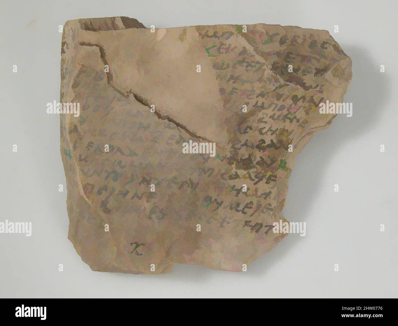 Arte ispirata da Ostrakon, 7th secolo, fatta in Egitto bizantino, copto, calcare con inchiostro iscrizione, 4 7/16 x 4 pollici. (11,3 x 10,1 cm), Miscellaneous-Stone, opere classiche modernizzate da Artotop con un tuffo di modernità. Forme, colore e valore, impatto visivo accattivante sulle emozioni artistiche attraverso la libertà delle opere d'arte in modo contemporaneo. Un messaggio senza tempo che persegue una nuova direzione selvaggiamente creativa. Artisti che si rivolgono al supporto digitale e creano l'NFT Artotop Foto Stock