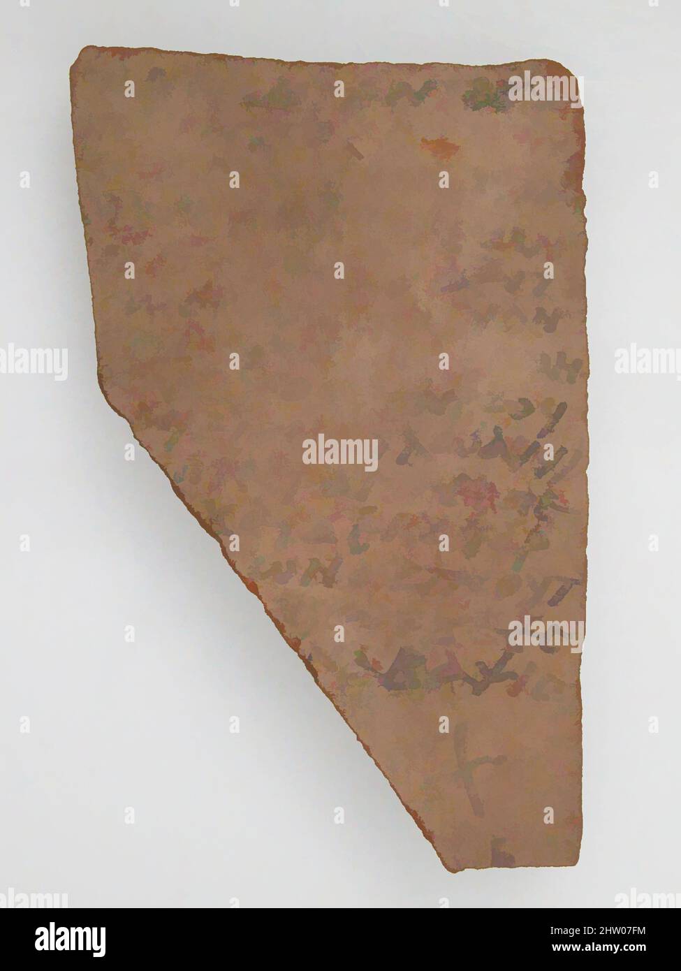 Arte ispirata da Ostrakon, 7th secolo, fatto in Egitto bizantino, copto, frammento di ceramica con inchiostro iscrizione, 2 5/8 x 4 3/16 pollici. (6,6 x 10,7 cm), Ceramica, opere classiche modernizzate da Artotop con un tuffo di modernità. Forme, colore e valore, impatto visivo accattivante sulle emozioni artistiche attraverso la libertà delle opere d'arte in modo contemporaneo. Un messaggio senza tempo che persegue una nuova direzione selvaggiamente creativa. Artisti che si rivolgono al supporto digitale e creano l'NFT Artotop Foto Stock