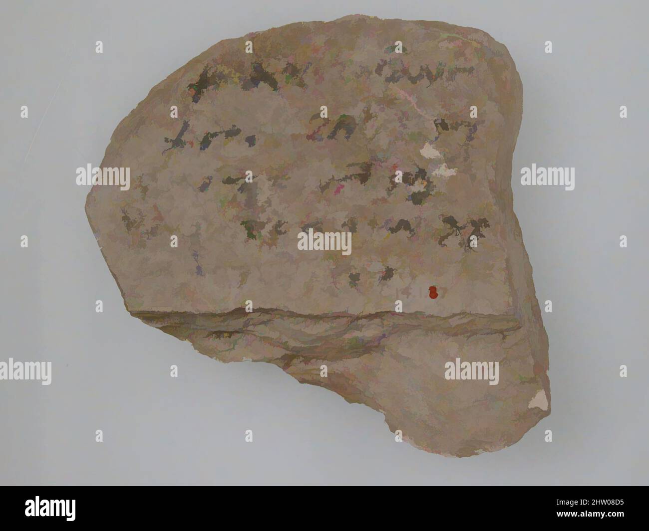 Arte ispirata da Ostrakon, 600, made in Tebe, Egitto bizantino, copto, Frammento di calcare con iscrizione a inchiostro, 3 7/16 x 3 9/16" (8,8 x 9 cm), Miscellaneous-Stone, opere classiche modernizzate da Artotop con un tuffo di modernità. Forme, colore e valore, impatto visivo accattivante sulle emozioni artistiche attraverso la libertà delle opere d'arte in modo contemporaneo. Un messaggio senza tempo che persegue una nuova direzione selvaggiamente creativa. Artisti che si rivolgono al supporto digitale e creano l'NFT Artotop Foto Stock