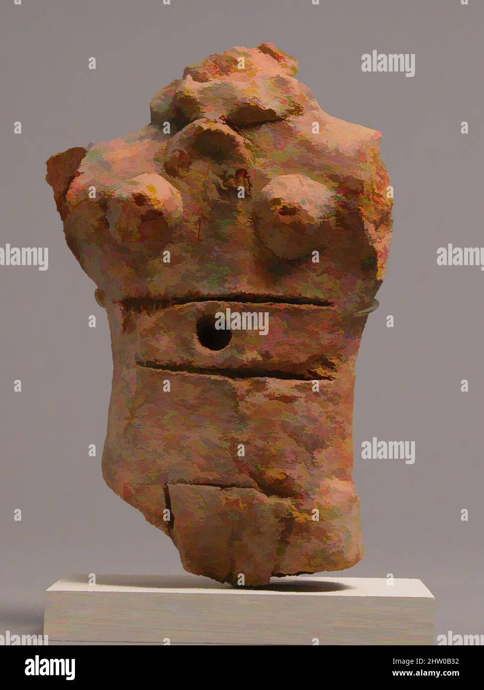 Arte ispirata da frammento di una figura, 4th–7th secolo, fatto in Kharga Oasis, Egitto bizantino, copto, Earthenware, complessivo: 4 5/16 x 2 13/16 x 1 7/16 pollici. (10,9 x 7,2 x 3,7 cm), Ceramica, opere classiche modernizzate da Artotop con un tuffo di modernità. Forme, colore e valore, impatto visivo accattivante sulle emozioni artistiche attraverso la libertà delle opere d'arte in modo contemporaneo. Un messaggio senza tempo che persegue una nuova direzione selvaggiamente creativa. Artisti che si rivolgono al supporto digitale e creano l'NFT Artotop Foto Stock