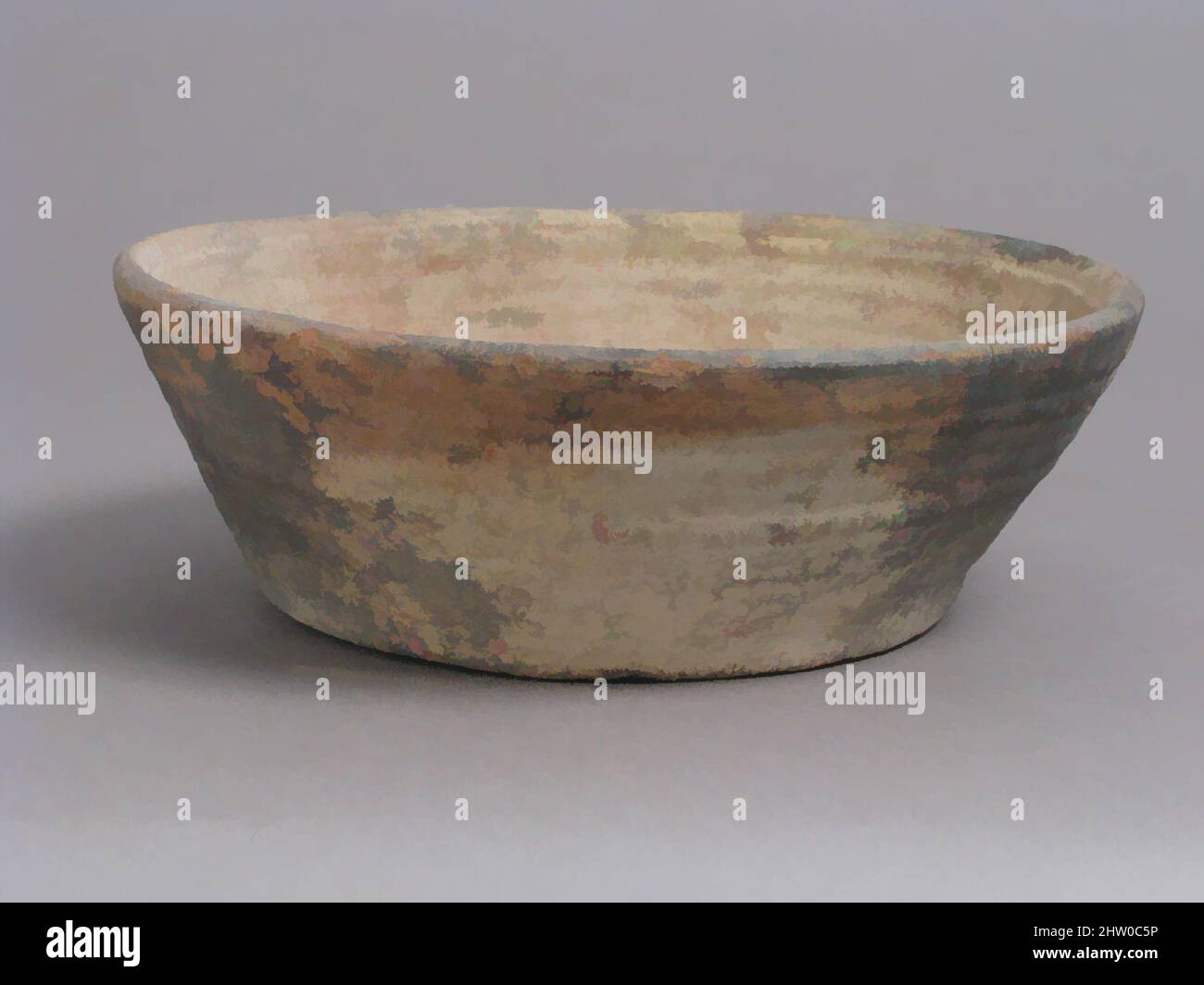 Arte ispirata da Bowl, 4th–7th secolo, made in Kharga Oasis, Bizantina Egypt, Coptic, Earthenware, totale: 2 7/16 x 6 7/16 poll. (6,2 x 16,4 cm), Ceramica, opere classiche modernizzate da Artotop con un tuffo di modernità. Forme, colore e valore, impatto visivo accattivante sulle emozioni artistiche attraverso la libertà delle opere d'arte in modo contemporaneo. Un messaggio senza tempo che persegue una nuova direzione selvaggiamente creativa. Artisti che si rivolgono al supporto digitale e creano l'NFT Artotop Foto Stock