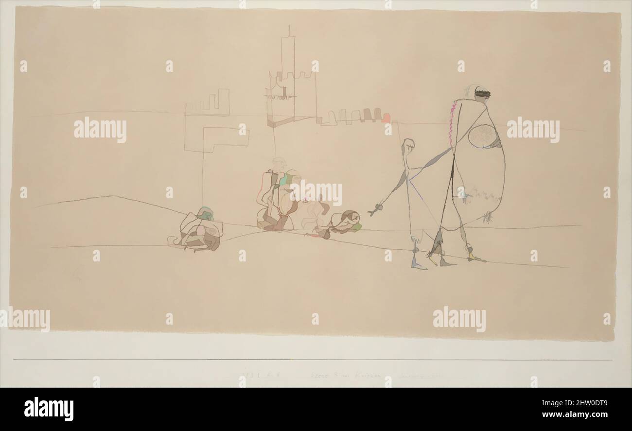Art Inspired by Episode B at Kairouan, 1931, Ink on paper mounted on cartone, 16 3/8 x 24 1/2 poll. (41,6 x 62,2 cm), disegni, Paul Klee (Münchenbuchsee 1879–1940 Muralto-Locarno), opere classiche modernizzate da Artotop con un tocco di modernità. Forme, colore e valore, impatto visivo accattivante sulle emozioni artistiche attraverso la libertà delle opere d'arte in modo contemporaneo. Un messaggio senza tempo che persegue una nuova direzione selvaggiamente creativa. Artisti che si rivolgono al supporto digitale e creano l'NFT Artotop Foto Stock