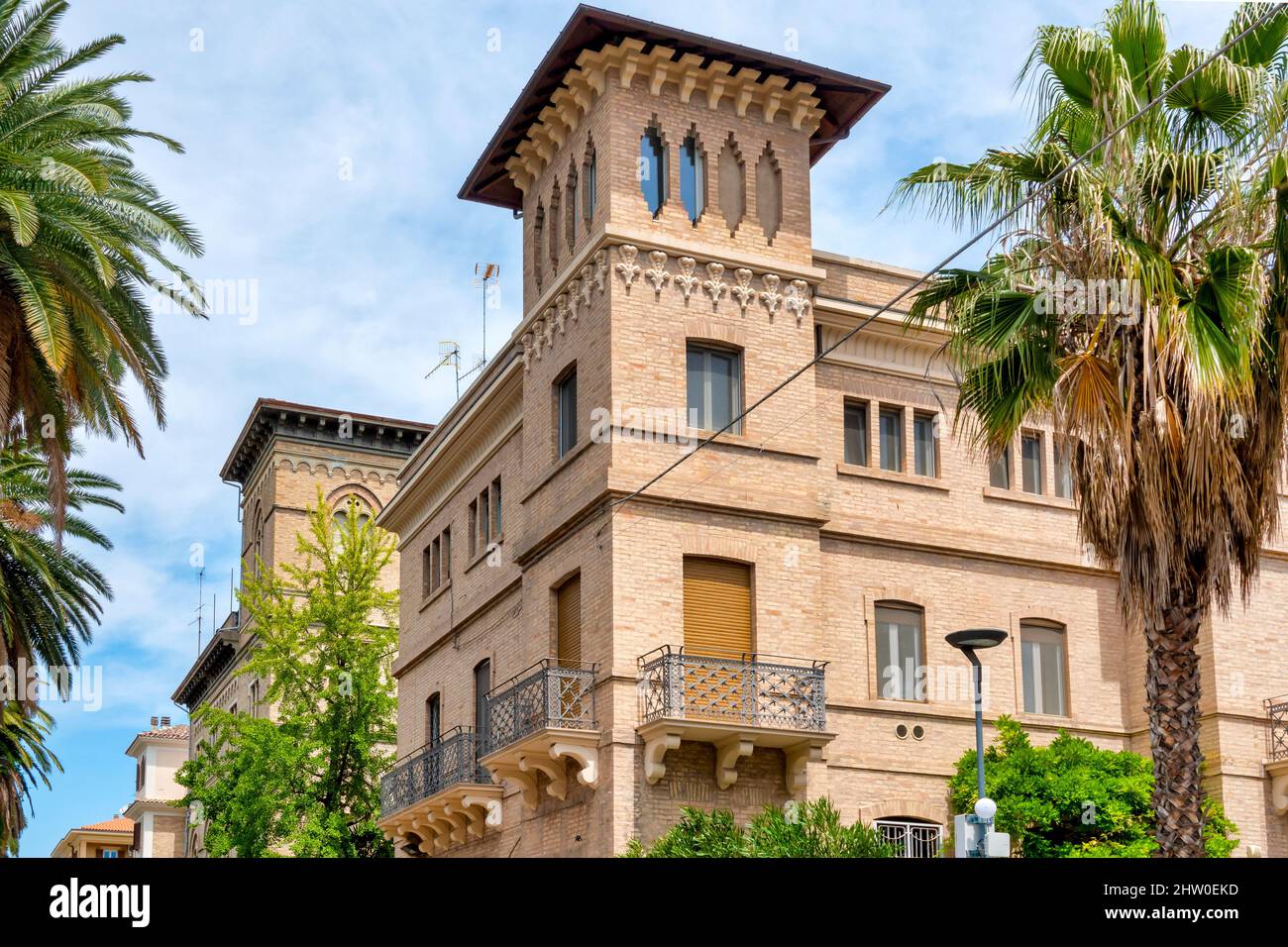 Villa in stile Liberty sul lungomare nord, San Benedetto del Tronto, Italia Foto Stock