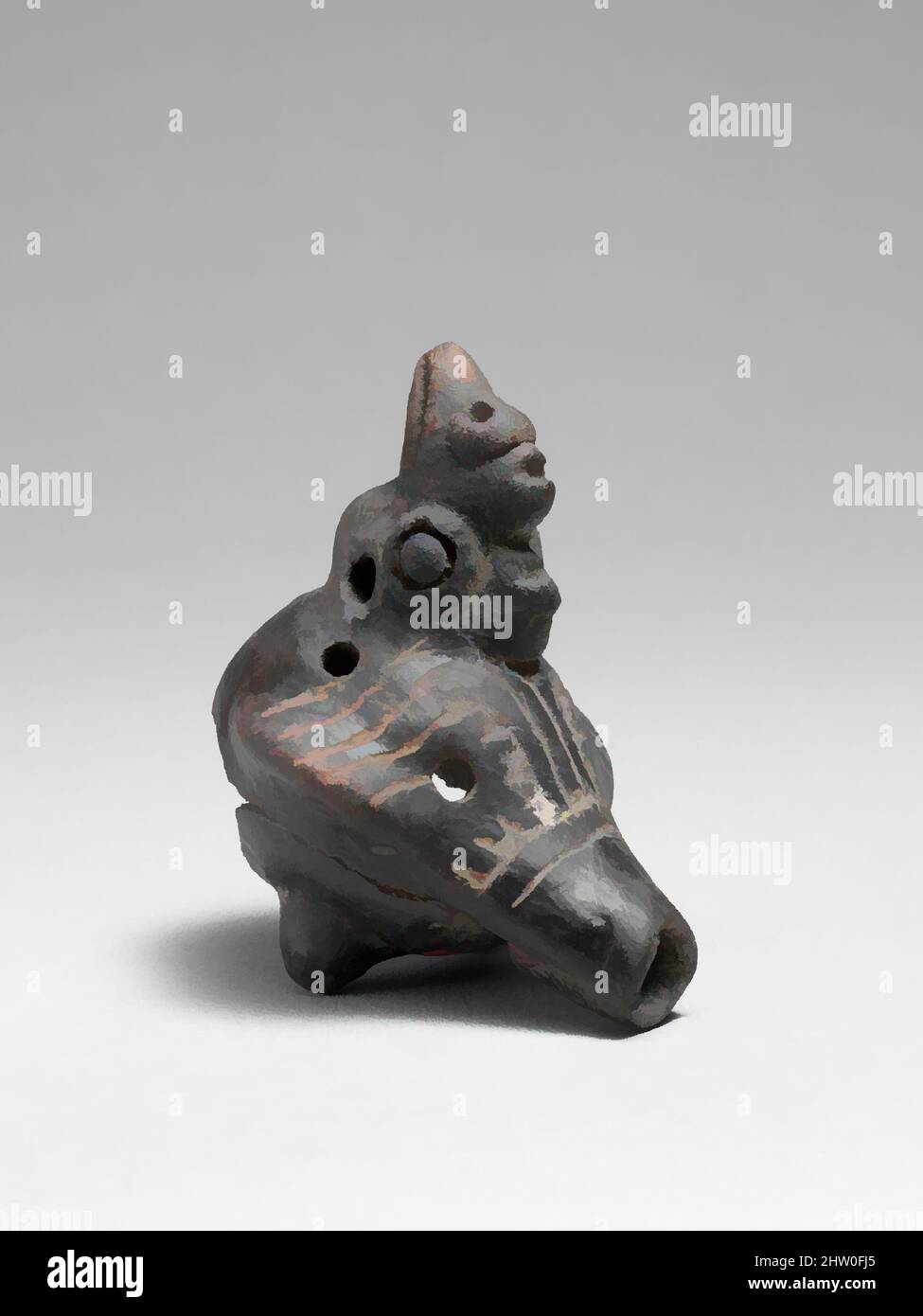 Arte ispirata a Cartery Whistle, precolombiana, ca. 800–1500, Costa Rica, Costa Rica, ceramica, H. 75mm.; W 52 mm; D. 69 mm; peso 66 g., Aerophone-Whistle Flute-whistle, opere classiche modernizzate da Artotop con un tuffo di modernità. Forme, colore e valore, impatto visivo accattivante sulle emozioni artistiche attraverso la libertà delle opere d'arte in modo contemporaneo. Un messaggio senza tempo che persegue una nuova direzione selvaggiamente creativa. Artisti che si rivolgono al supporto digitale e creano l'NFT Artotop Foto Stock