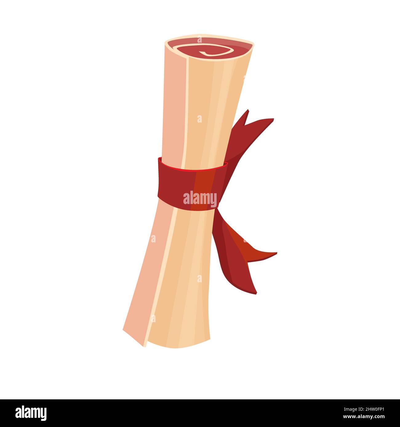 Pergamena antica, carta, papiro a spirale, vecchia mappa con texture vintage. Illustrazione vettoriale cartoon per il gioco 2D. Illustrazione Vettoriale