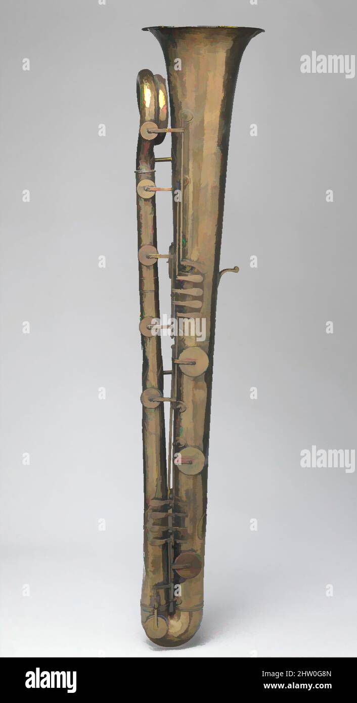 Art Inspired by Bass Ophicleide in C (?), 1837–54, Francia, Francese, Ottone, Totale: 20,3 x 98cm (8 x 38 9/16in.), Aerophone-labbro Vibrated-Horn, Bartsch (attivo 1835–1854, opere classiche modernizzate da Artotop con un tuffo di modernità. Forme, colore e valore, impatto visivo accattivante sulle emozioni artistiche attraverso la libertà delle opere d'arte in modo contemporaneo. Un messaggio senza tempo che persegue una nuova direzione selvaggiamente creativa. Artisti che si rivolgono al supporto digitale e creano l'NFT Artotop Foto Stock