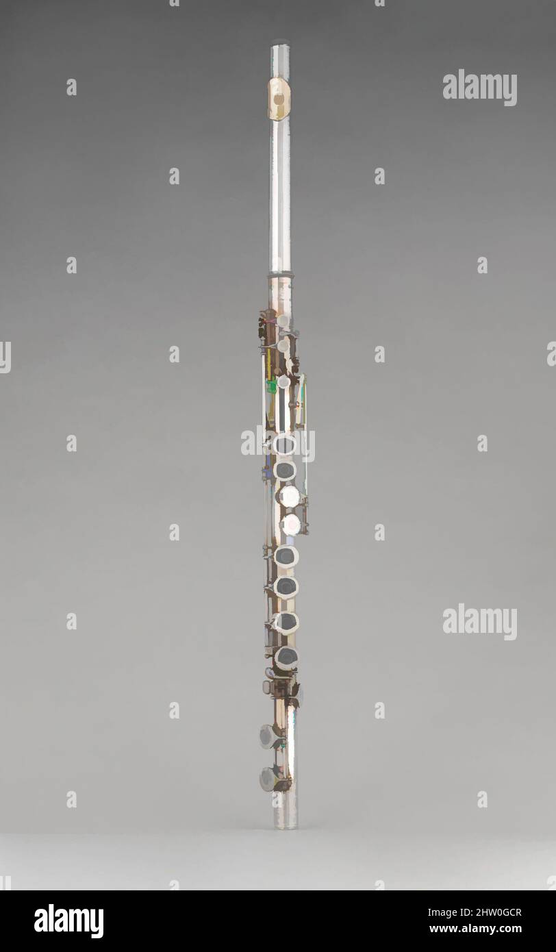 Arte ispirata da Alto Flute, ca. 1880, Monaco di Baviera, Germania, tedesco, argento, oro, L. 84,8 cm (33 3/8 poll.), flauto aerophone-blow Hole-side-blown (trasversale), Boehm & Mendler, tedesco, opere classiche modernizzate da Artotop con un tuffo di modernità. Forme, colore e valore, impatto visivo accattivante sulle emozioni artistiche attraverso la libertà delle opere d'arte in modo contemporaneo. Un messaggio senza tempo che persegue una nuova direzione selvaggiamente creativa. Artisti che si rivolgono al supporto digitale e creano l'NFT Artotop Foto Stock