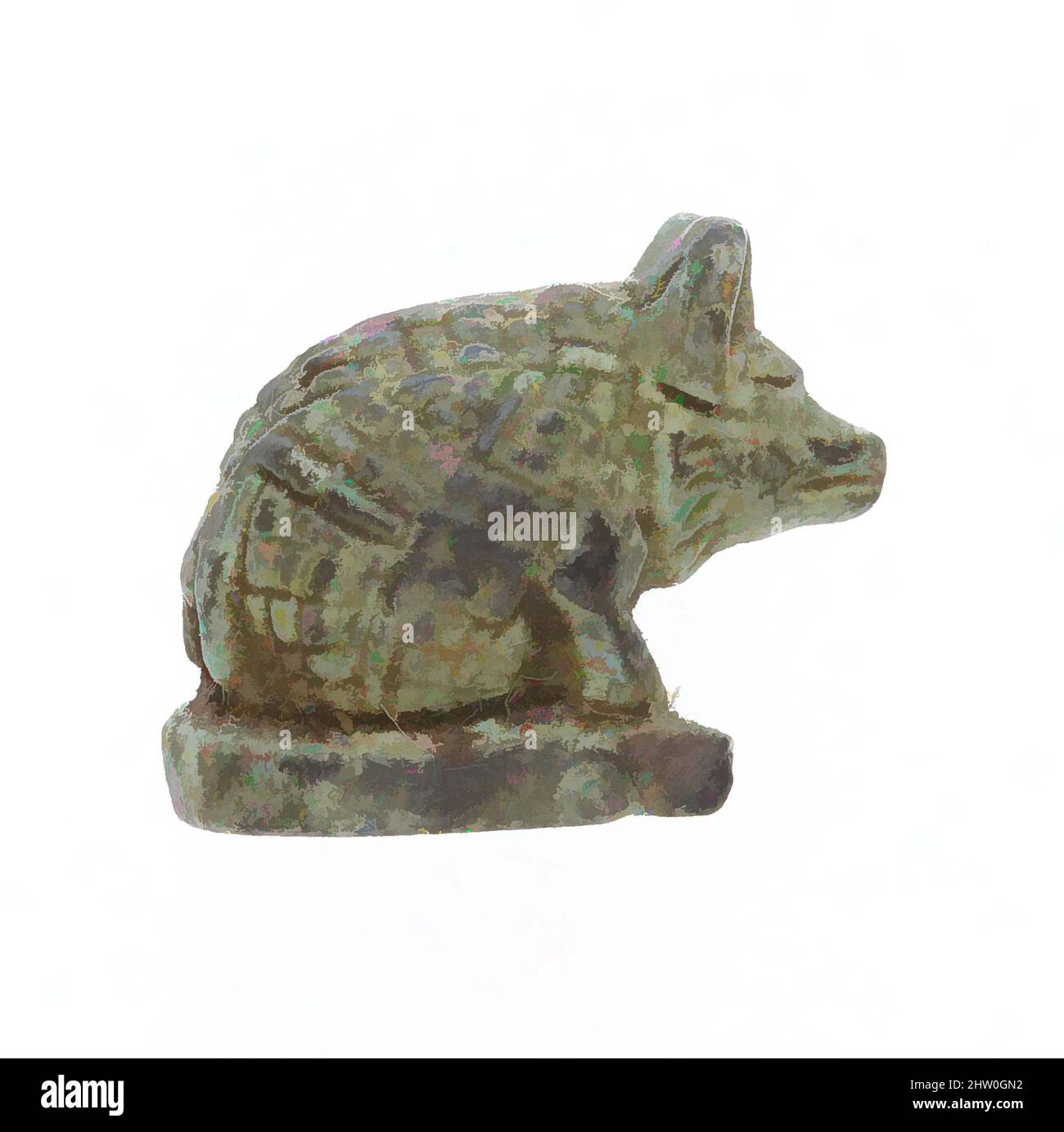 Arte ispirata da Seal amulet a forma di hedgehog, tardo periodo, dinastia 26–29, 664–380 a.C., dall'Egitto, Faience, h. 1,3 cm (1/2 poll.); l. 1,6 cm (5/8 poll.); w. 0,9 cm (3/8 pollici), opere classiche modernizzate da Artotop con un tuffo di modernità. Forme, colore e valore, impatto visivo accattivante sulle emozioni artistiche attraverso la libertà delle opere d'arte in modo contemporaneo. Un messaggio senza tempo che persegue una nuova direzione selvaggiamente creativa. Artisti che si rivolgono al supporto digitale e creano l'NFT Artotop Foto Stock