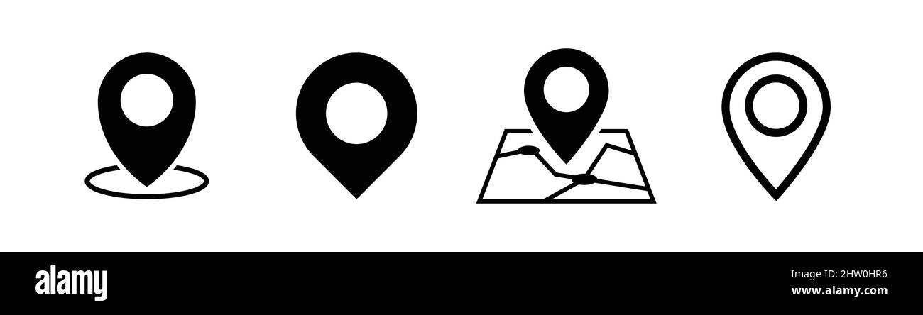 Icona del localizzatore PIN o icona della posizione della mappa impostata Illustrazione Vettoriale