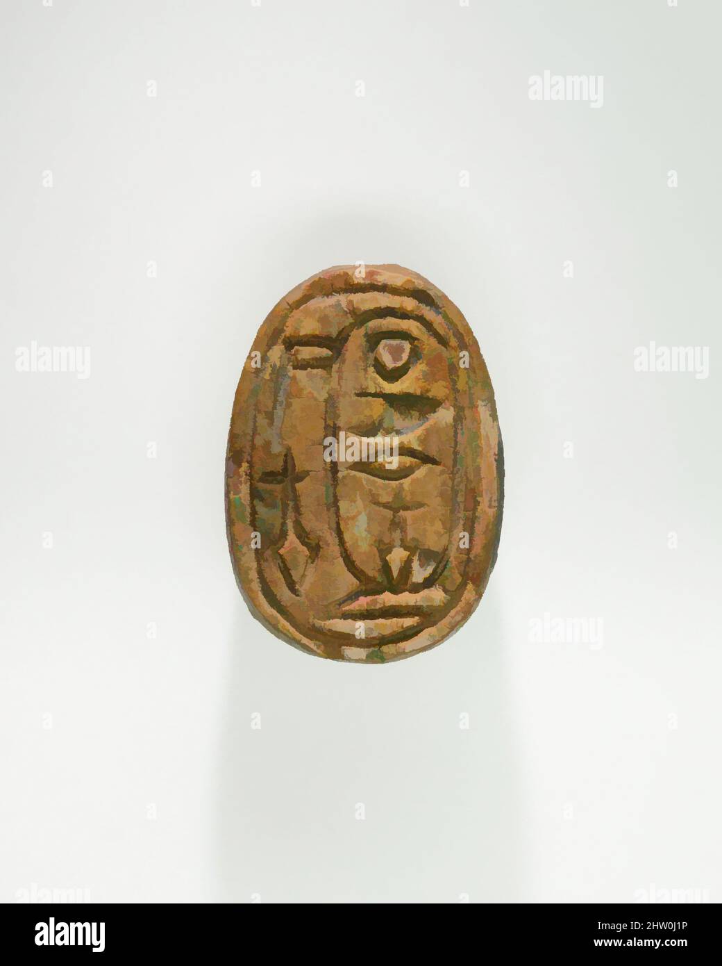 Arte ispirata a Scarab di Re Ay, secondo periodo intermedio del Regno di mezzo, Dinastia 13–17, ca. 1802–1550 a.C., dall'Egitto, dalla regione di Membhite, dal Nord di Lisht, dal Cimitero, Radim, 1920–22, steatite smaltata, L. 1,9 x W. 1,4 x H. 0,9 cm (3/4 x 9/16 x 3/8 poll.), sigillo a forma di Scarab inscritto con: ', opere classiche modernizzate da Artotop con un tuffo di modernità. Forme, colore e valore, impatto visivo accattivante sulle emozioni artistiche attraverso la libertà delle opere d'arte in modo contemporaneo. Un messaggio senza tempo che persegue una nuova direzione selvaggiamente creativa. Artisti che si rivolgono al supporto digitale e creano l'NFT Artotop Foto Stock