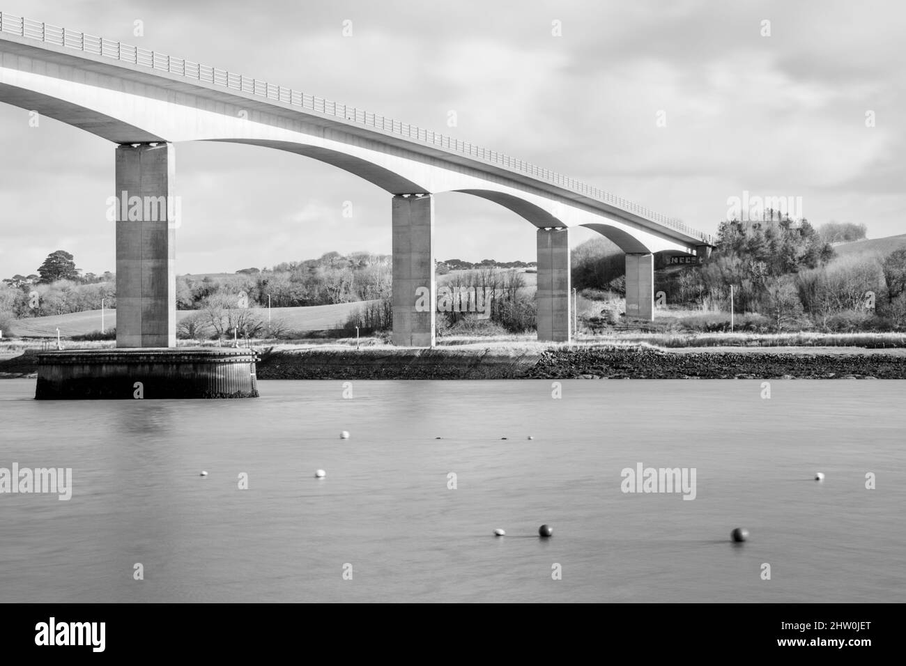 River Torridge Bideford, Devon nord, Inghilterra, Regno Unito. A39 ponte stradale. Foto Stock