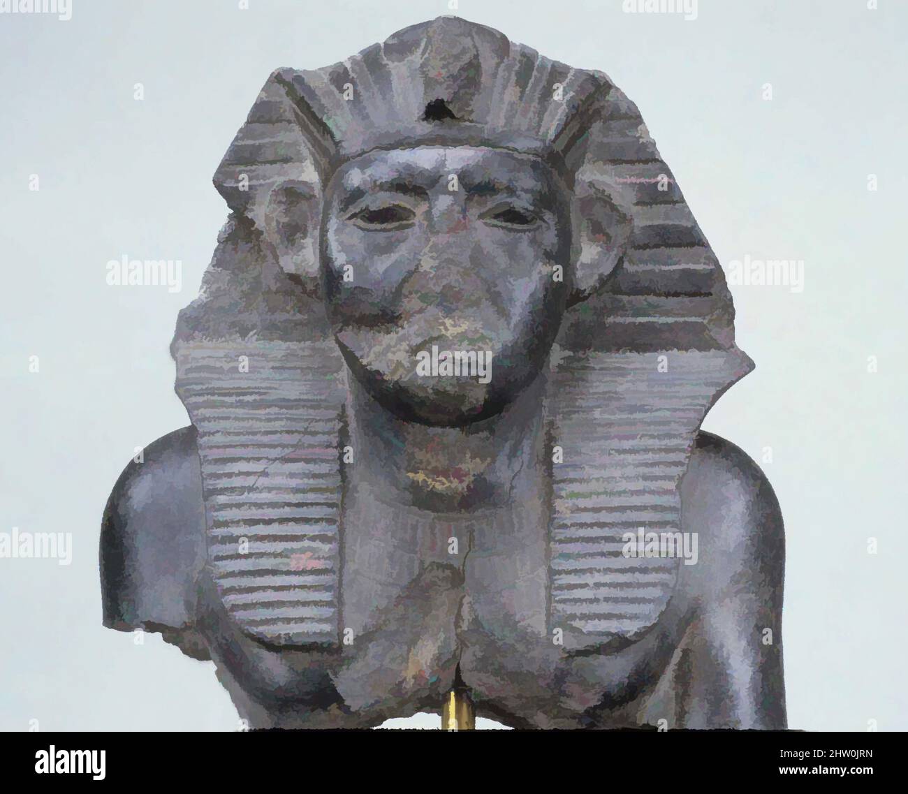 Arte ispirata da Bust of King Amenemhat III, Medio Regno, Dinastia 12, ca. 1859–1813 a.C., dall'Egitto, Gabbro o diabase rock, h. 20 cm (7 7/8 pollici), opere classiche modernizzate da Artotop con un tuffo di modernità. Forme, colore e valore, impatto visivo accattivante sulle emozioni artistiche attraverso la libertà delle opere d'arte in modo contemporaneo. Un messaggio senza tempo che persegue una nuova direzione selvaggiamente creativa. Artisti che si rivolgono al supporto digitale e creano l'NFT Artotop Foto Stock