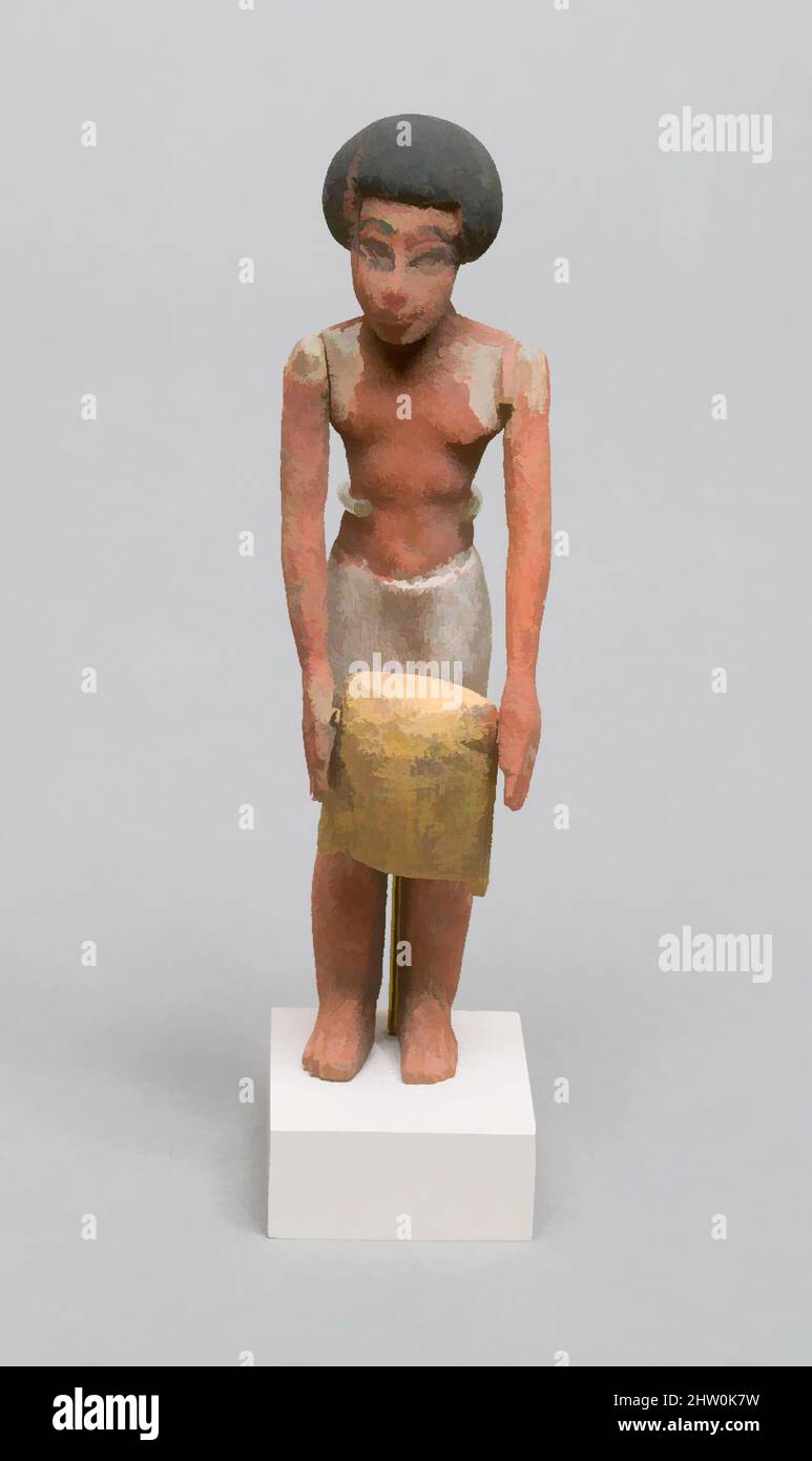 Arte ispirata a Model Domestic Figure, Middle Kingdom, Dynasty 12, ca. 1981–1640 a.C., dall'Egitto, regione della Membite, Lisht Sud, Double Row of Pits, Pit 6L.P13, 1923–24, legno, vernice, h. 11,5 cm (4 1/2 pollici), opere classiche modernizzate da Artotop con un tuffo di modernità. Forme, colore e valore, impatto visivo accattivante sulle emozioni artistiche attraverso la libertà delle opere d'arte in modo contemporaneo. Un messaggio senza tempo che persegue una nuova direzione selvaggiamente creativa. Artisti che si rivolgono al supporto digitale e creano l'NFT Artotop Foto Stock