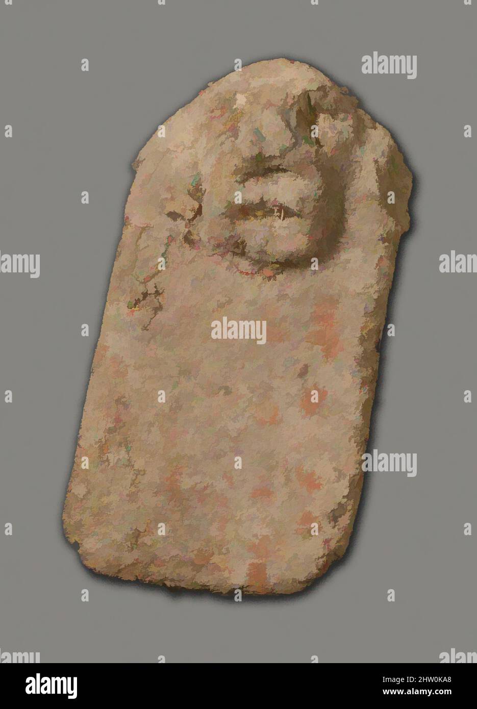 Arte ispirata alla figura Magica, secondo periodo intermedio del tardo Medio Regno, Dynasty 13-SIP, ca. 1802–1550 a.C., dall'Egitto, regione di Membite, Lisht Sud, ad ovest della mastaba di Senwosretankh, deposito superficiale, 1932–33, Clay (non sparato), H. 7,2 cm (2 13/16 in.); W. 3,8 cm (1 1/2 in., opere classiche modernizzate da Artotop con un tuffo di modernità. Forme, colore e valore, impatto visivo accattivante sulle emozioni artistiche attraverso la libertà delle opere d'arte in modo contemporaneo. Un messaggio senza tempo che persegue una nuova direzione selvaggiamente creativa. Artisti che si rivolgono al supporto digitale e creano l'NFT Artotop Foto Stock