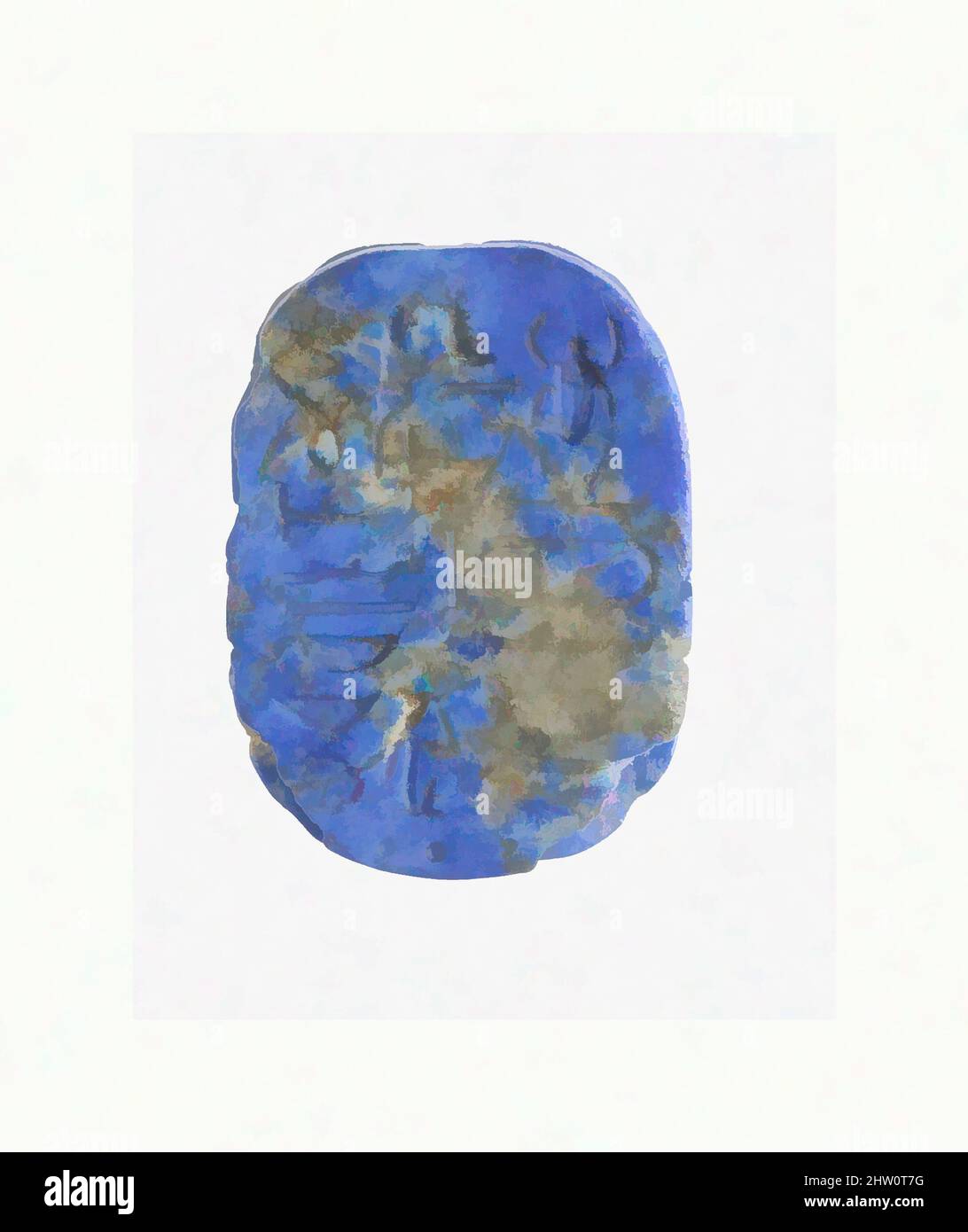 Arte ispirata a Scarab, tardo periodo, Dinastia 26–29, 664–332 a.C., dall'Egitto, Lapis lazuli, L. 2,4 cm (15/16 pollici, opere classiche modernizzate da Artotop con un tuffo di modernità. Forme, colore e valore, impatto visivo accattivante sulle emozioni artistiche attraverso la libertà delle opere d'arte in modo contemporaneo. Un messaggio senza tempo che persegue una nuova direzione selvaggiamente creativa. Artisti che si rivolgono al supporto digitale e creano l'NFT Artotop Foto Stock