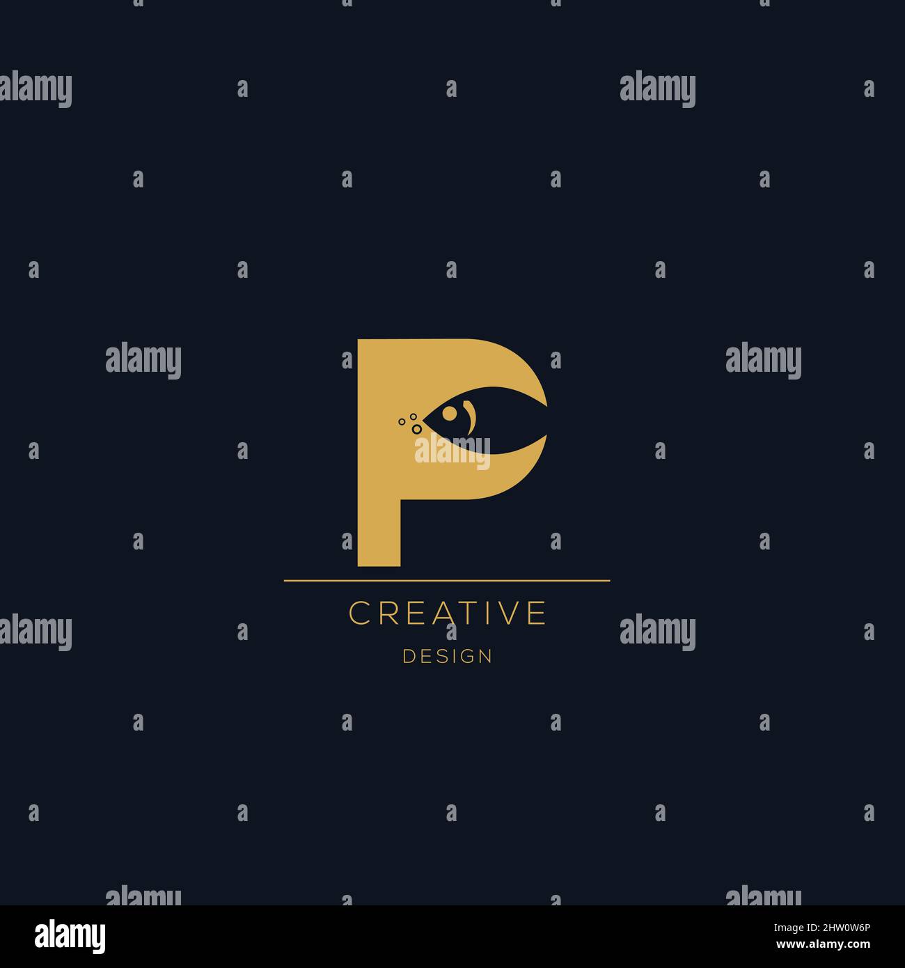 Lettera iniziale P Logo vettori di disegno spazio negativo minimo. Illustrazione Vettoriale
