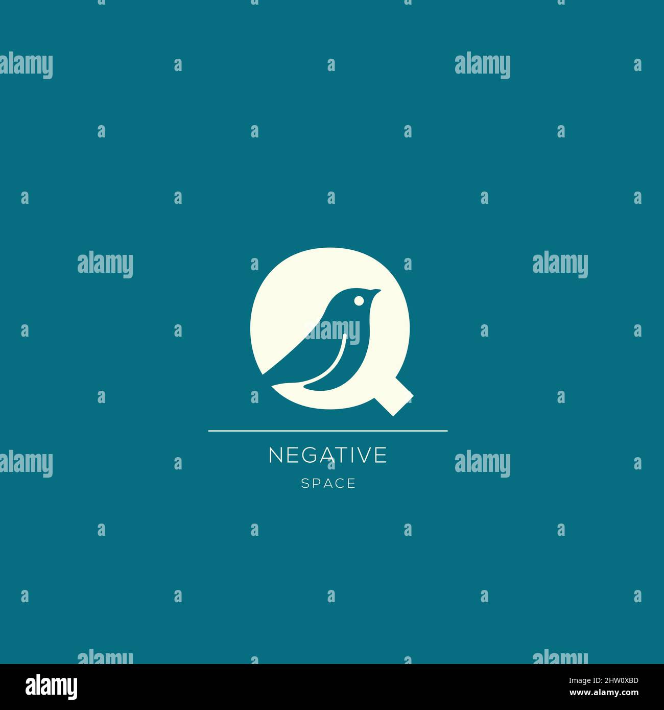 LOGO LETTERA Q MONOGRAMMA SPAZIO NEGATIVO Illustrazione Vettoriale