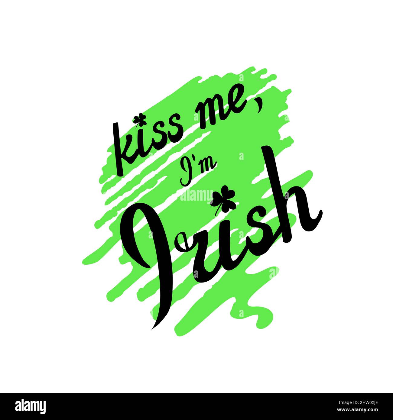 Baciami, sono irlandese. Scherzo, frase divertente, scritta sullo sfondo dello scribble marcatore. Doodle preventivo per le stampe Illustrazione Vettoriale
