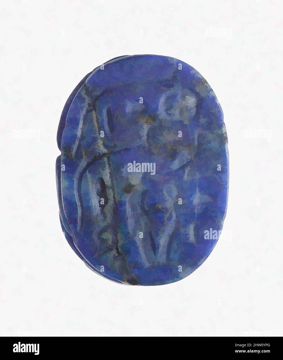 Arte ispirata a Scarab, terzo periodo intermedio – periodo tardo, Dinastia 21–30, ca. 1070–343 a.C., dall'Egitto, Lapis lazuli, L. 1,8 cm (11/16 pollici, opere classiche modernizzate da Artotop con un tuffo di modernità. Forme, colore e valore, impatto visivo accattivante sulle emozioni artistiche attraverso la libertà delle opere d'arte in modo contemporaneo. Un messaggio senza tempo che persegue una nuova direzione selvaggiamente creativa. Artisti che si rivolgono al supporto digitale e creano l'NFT Artotop Foto Stock