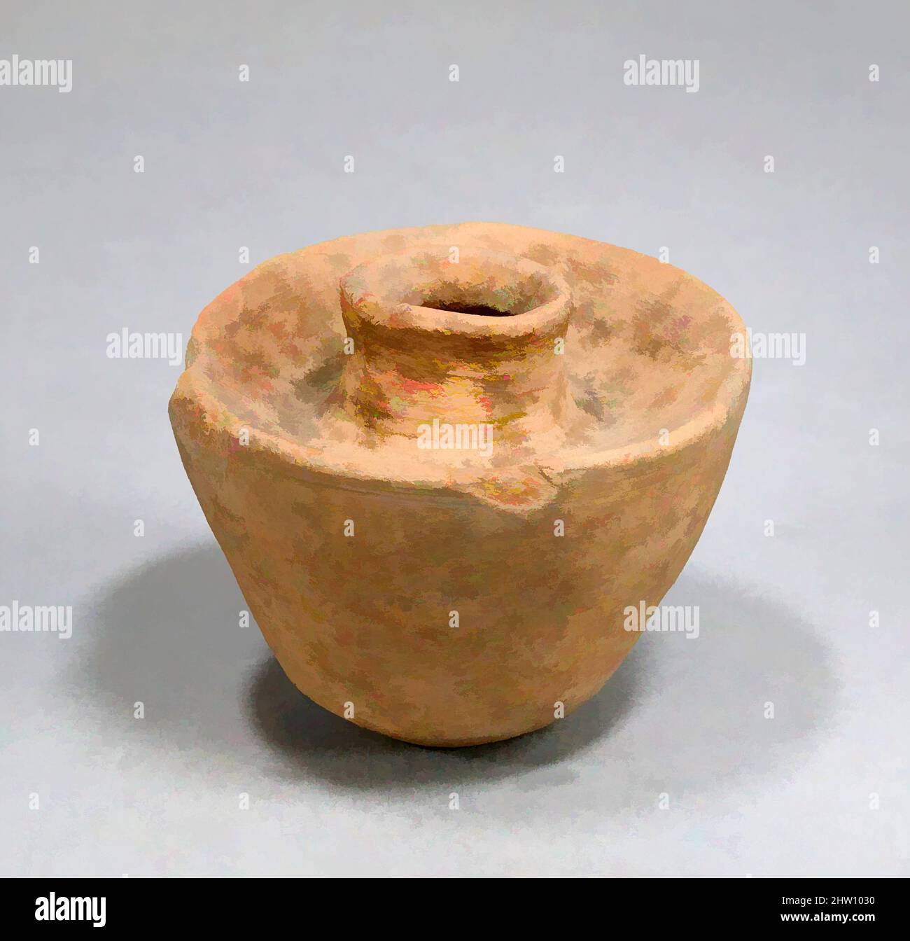 Arte ispirata a Lamp, Middle Kingdom, Dynasty 12–13, ca. 1981–1640 a.C., dall'Egitto, dalla regione di Membhite, dal Nord di Lisht, dal Cimitero, 1906–07, ceramica, h. 7 cm (2 3/4 pollici), opere classiche modernizzate da Artotop con un tuffo di modernità. Forme, colore e valore, impatto visivo accattivante sulle emozioni artistiche attraverso la libertà delle opere d'arte in modo contemporaneo. Un messaggio senza tempo che persegue una nuova direzione selvaggiamente creativa. Artisti che si rivolgono al supporto digitale e creano l'NFT Artotop Foto Stock