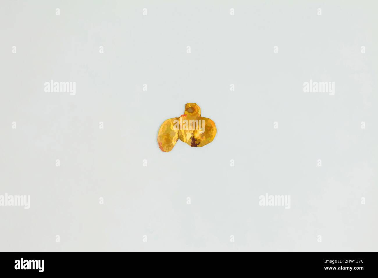 Arte ispirata dal fallo (?) Amuleto, tardo periodo, Dinastia 26–29, 664–380 a.C., dall'Egitto, Regione della Membite, Saqqara, lastra d'oro, l. 1,1 cm (7/16 poll.) x h. 0,9 cm (3/8 pollici), opere classiche modernizzate da Artotop con un tuffo di modernità. Forme, colore e valore, impatto visivo accattivante sulle emozioni artistiche attraverso la libertà delle opere d'arte in modo contemporaneo. Un messaggio senza tempo che persegue una nuova direzione selvaggiamente creativa. Artisti che si rivolgono al supporto digitale e creano l'NFT Artotop Foto Stock