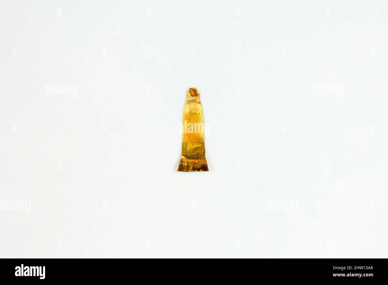 Arte ispirata da Aper amulet, tardo periodo, dinastia 26–29, 664–380 a.C., dall'Egitto, Regione della Membite, Saqqara, lastra d'oro, l. 1,6 cm (5/8 poll.) x h. 0,6 cm (1/4 pollici), opere classiche modernizzate da Artotop con un tuffo di modernità. Forme, colore e valore, impatto visivo accattivante sulle emozioni artistiche attraverso la libertà delle opere d'arte in modo contemporaneo. Un messaggio senza tempo che persegue una nuova direzione selvaggiamente creativa. Artisti che si rivolgono al supporto digitale e creano l'NFT Artotop Foto Stock