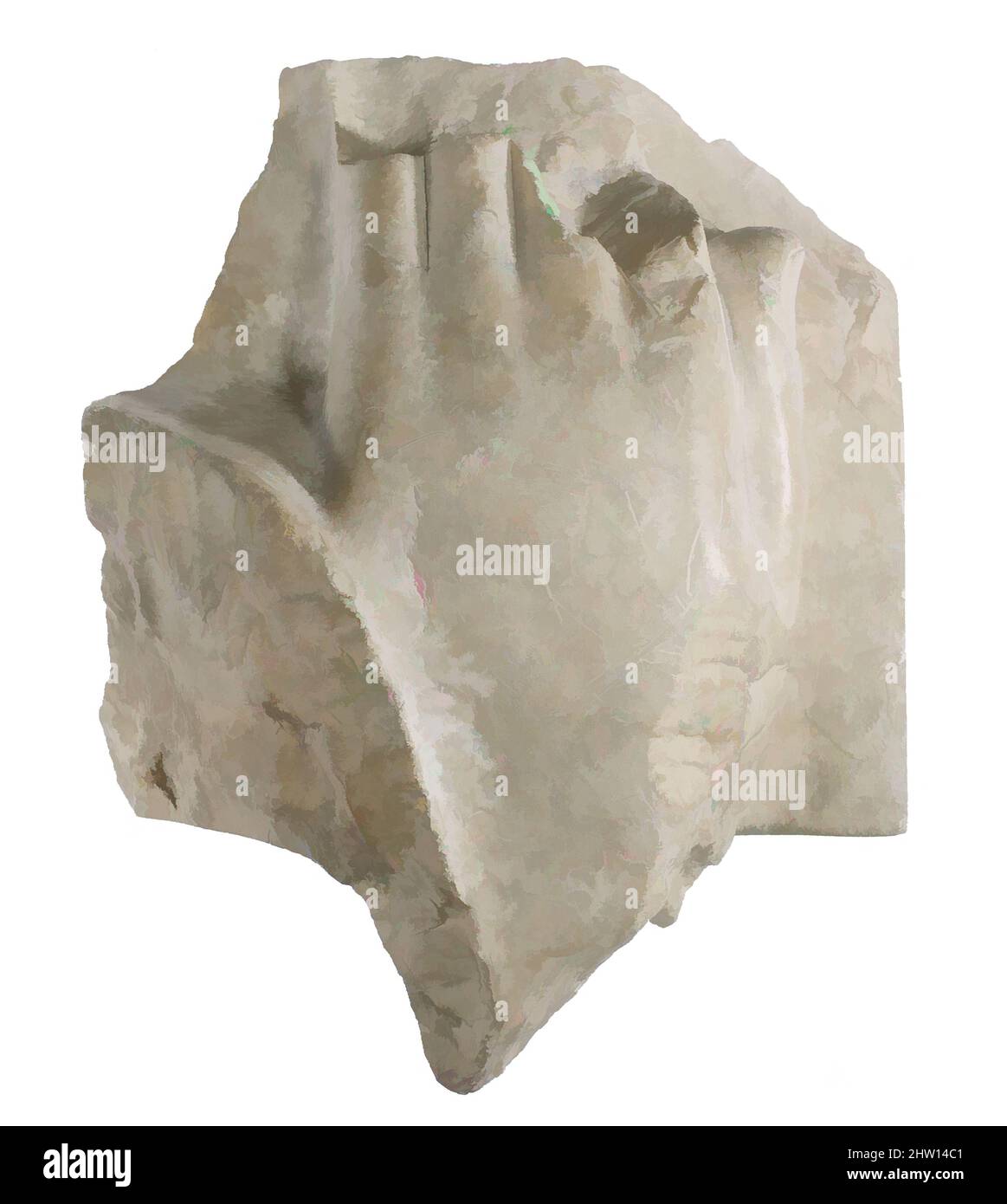 Arte ispirata da offrire tavolo, mano, New Kingdom, Amarna periodo, Dynasty 18, circa 1353–1336 a.C., dall'Egitto, Medio Egitto, Amarna (Akhetaten), Grande Tempio dell'Aten, pozzo fuori parete sud, scavi di Petrie/carter, 1891–92, calcare indurato, L.19 x W.15 x Th. 9,2 cm (tavolo, opere classiche modernizzate da Artotop con un tuffo di modernità. Forme, colore e valore, impatto visivo accattivante sulle emozioni artistiche attraverso la libertà delle opere d'arte in modo contemporaneo. Un messaggio senza tempo che persegue una nuova direzione selvaggiamente creativa. Artisti che si rivolgono al supporto digitale e creano l'NFT Artotop Foto Stock