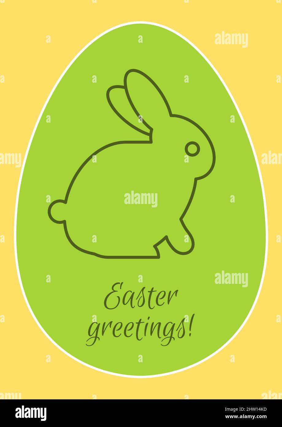 Cartolina di Pasqua felice con icona glifo lineare Illustrazione Vettoriale