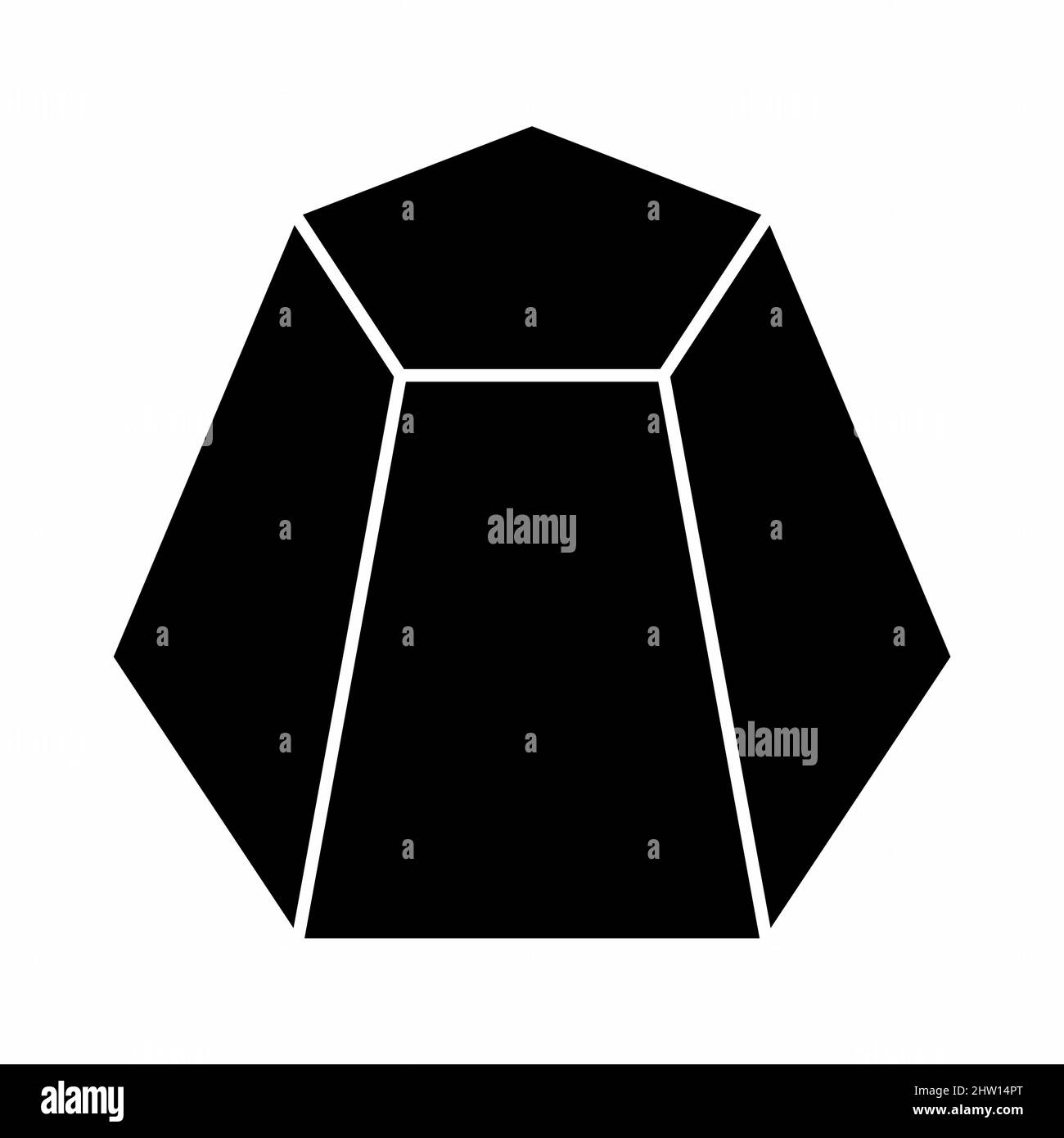 Icona a piramide pentagonale troncata isolata su sfondo bianco Illustrazione Vettoriale
