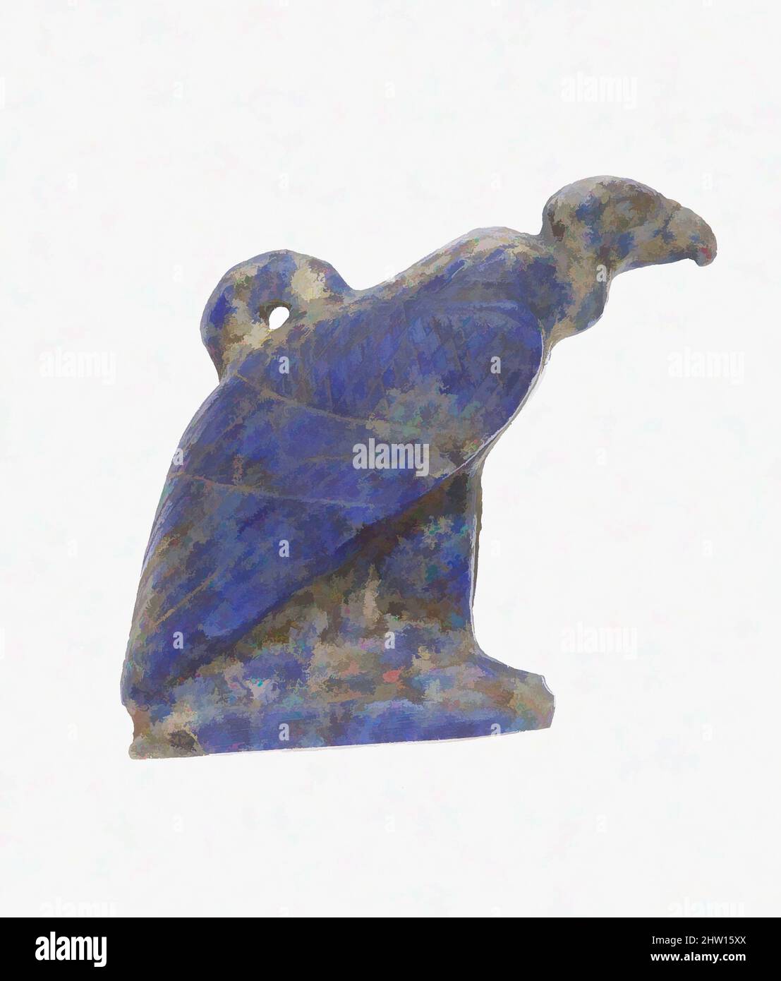 Arte ispirata ad Amulet, avvoltoio, tardo periodo, Dinastia 26–30, 664–332 a.C., Dall'Egitto, Lapis lazuli, H. 2,2 cm (7/8 poll., opere classiche modernizzate da Artotop con un tuffo di modernità. Forme, colore e valore, impatto visivo accattivante sulle emozioni artistiche attraverso la libertà delle opere d'arte in modo contemporaneo. Un messaggio senza tempo che persegue una nuova direzione selvaggiamente creativa. Artisti che si rivolgono al supporto digitale e creano l'NFT Artotop Foto Stock