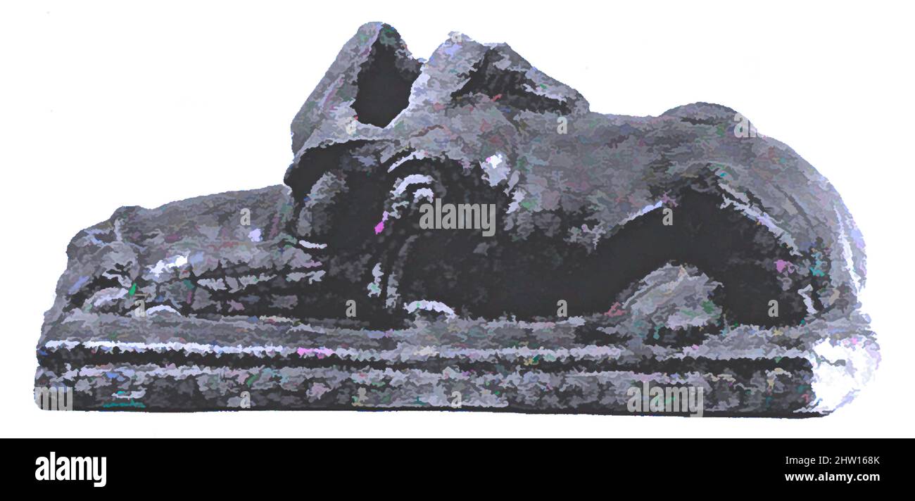 Arte ispirata dalla Sfinge, senza testa, periodo romano, secolo d.C., 4th dall'Egitto, Faience, H. 11,5 cm (4 1/2 poll.); l. 23 cm (9 1/16 poll.); w. 10 cm (3 15/16 pollici), opere classiche modernizzate da Artotop con un tuffo di modernità. Forme, colore e valore, impatto visivo accattivante sulle emozioni artistiche attraverso la libertà delle opere d'arte in modo contemporaneo. Un messaggio senza tempo che persegue una nuova direzione selvaggiamente creativa. Artisti che si rivolgono al supporto digitale e creano l'NFT Artotop Foto Stock