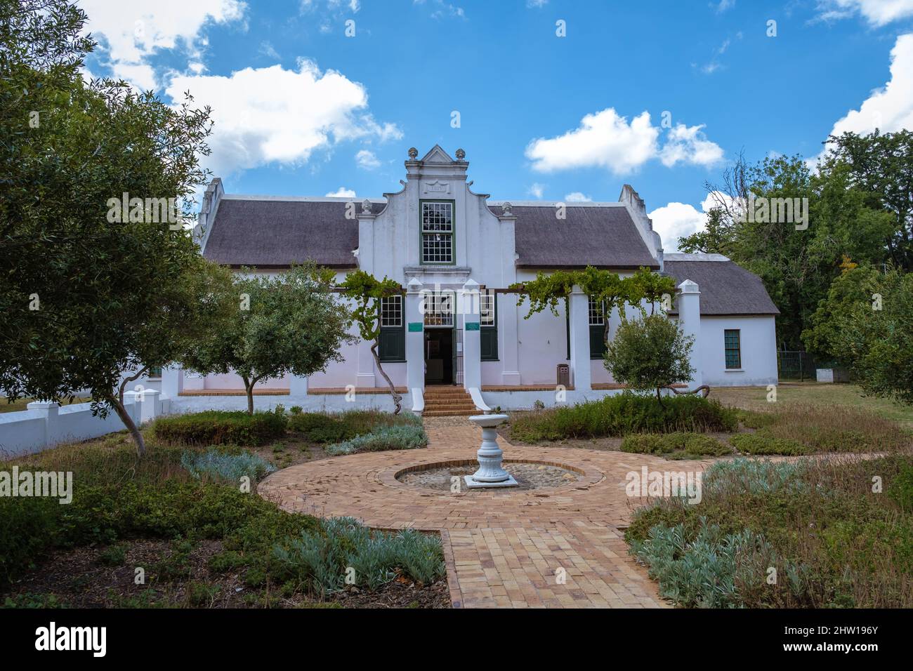 Storico vecchi edifici olandesi nel centro storico di Stellenbosch Capo Sud Africa occidentale. Foto Stock