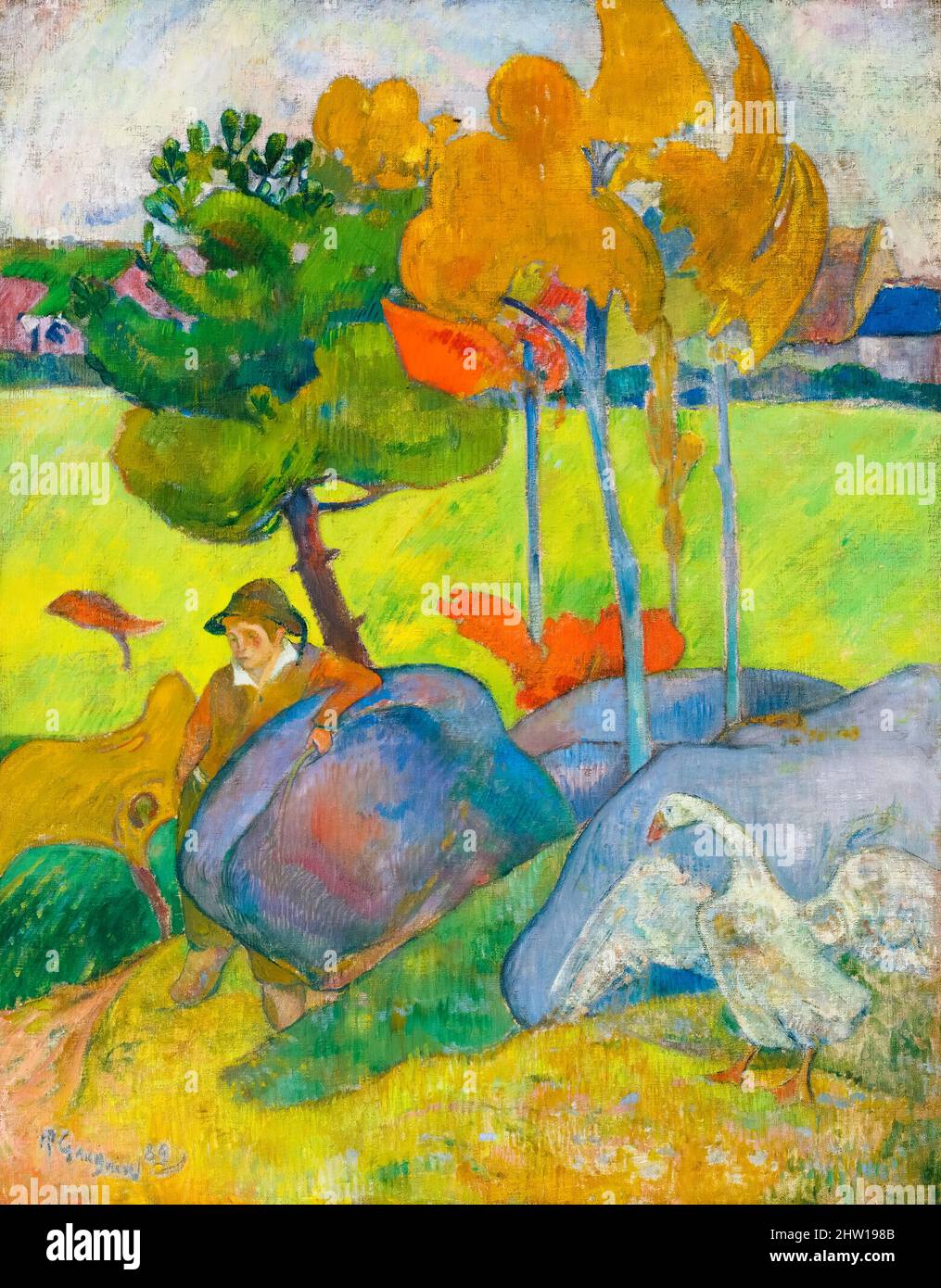 Paul Gauguin, Petit Breton à l'oie (piccolo bretone con oca), pittura in olio su tela, 1889 Foto Stock