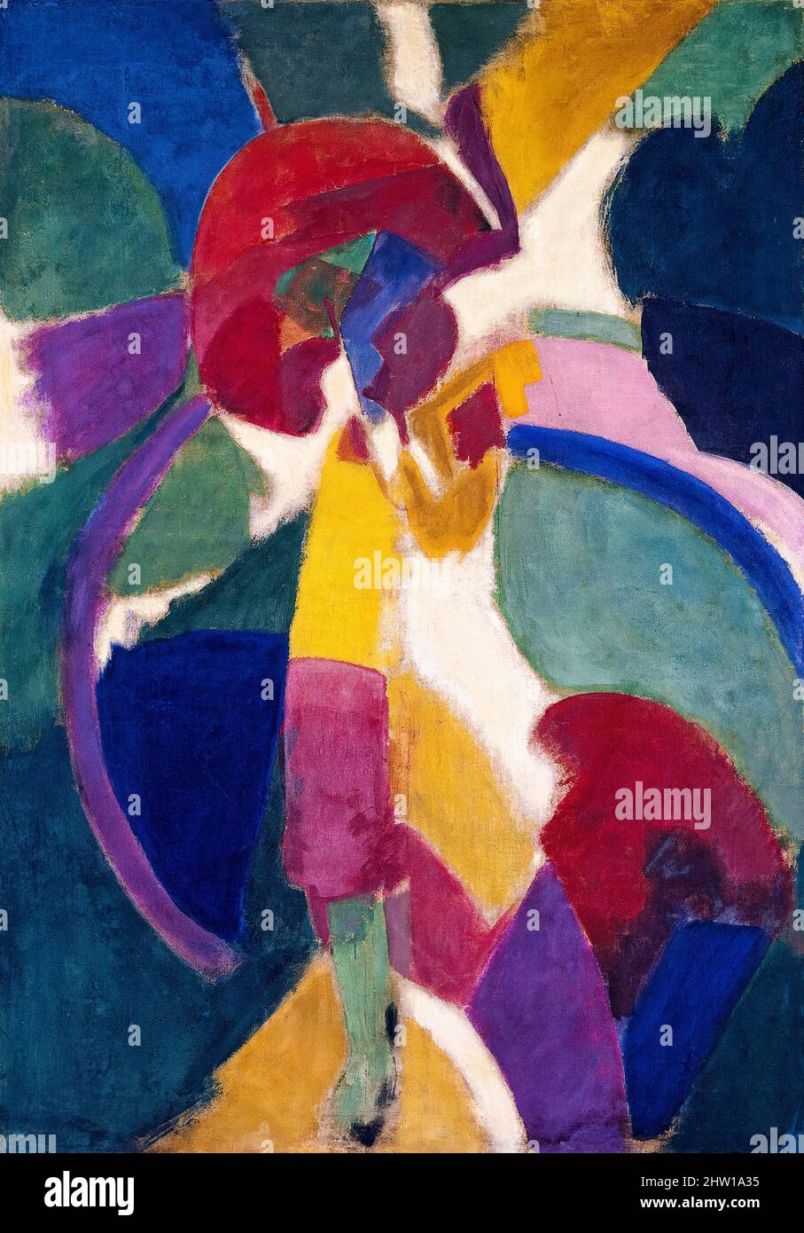 Robert Delaunay, Donna con un Parasol, pittura astratta, olio su tela, 1913 Foto Stock