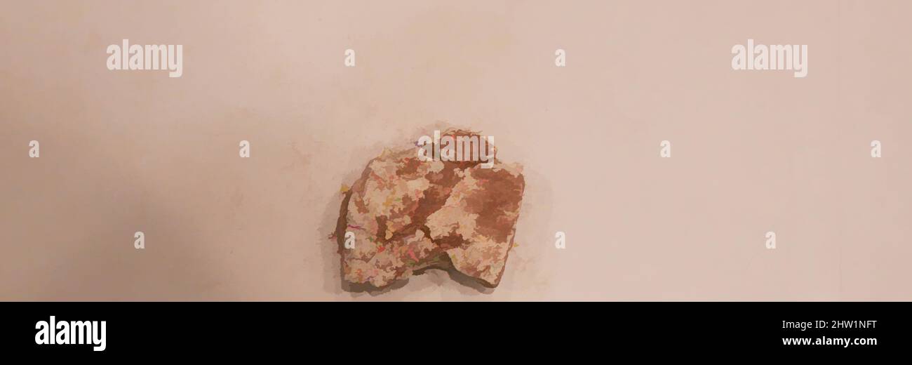 Arte ispirata da frammenti, probabilmente 8th–12th secolo, scavati in Iran, Nishapur, Stucco; Scolpito; dipinto, L 4cm x L 4x H 1,6, Stucco, opere classiche modernizzate da Artotop con un tuffo di modernità. Forme, colore e valore, impatto visivo accattivante sulle emozioni artistiche attraverso la libertà delle opere d'arte in modo contemporaneo. Un messaggio senza tempo che persegue una nuova direzione selvaggiamente creativa. Artisti che si rivolgono al supporto digitale e creano l'NFT Artotop Foto Stock