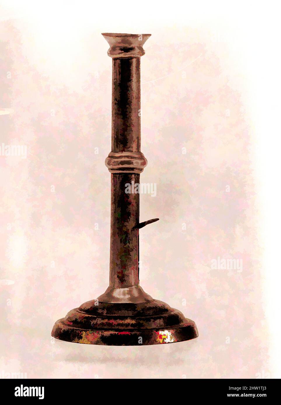 Arte ispirata a Candlestick, 1700–1800, acciaio, ottone, 10 x 5 x 5 poll. (25,4 x 12,7 x 12,7 cm), Metal, opere classiche modernizzate da Artotop con un tocco di modernità. Forme, colore e valore, impatto visivo accattivante sulle emozioni artistiche attraverso la libertà delle opere d'arte in modo contemporaneo. Un messaggio senza tempo che persegue una nuova direzione selvaggiamente creativa. Artisti che si rivolgono al supporto digitale e creano l'NFT Artotop Foto Stock