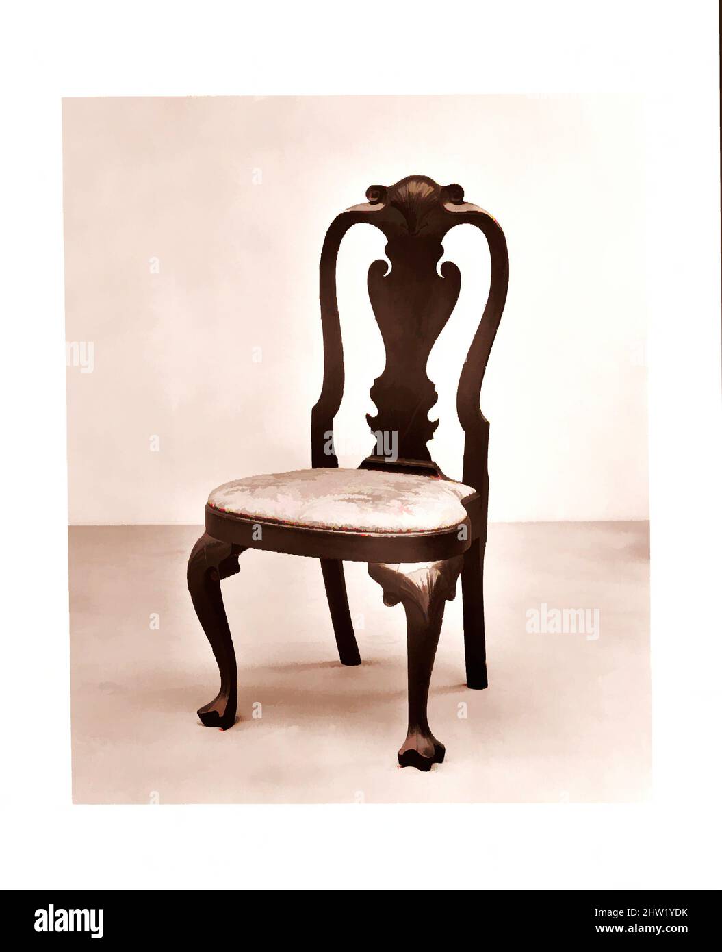 Art Inspired by Side Chair, 1740–60, made in Philadelphia, Pennsylvania, Stati Uniti, Americano, noce, pioppo tulipano, 42 1/4 x 21 x 19 1/2 pollici (107,3 x 53,3 x 49,5 cm), Mobili, opere classiche modernizzate da Artotop con un tocco di modernità. Forme, colore e valore, impatto visivo accattivante sulle emozioni artistiche attraverso la libertà delle opere d'arte in modo contemporaneo. Un messaggio senza tempo che persegue una nuova direzione selvaggiamente creativa. Artisti che si rivolgono al supporto digitale e creano l'NFT Artotop Foto Stock