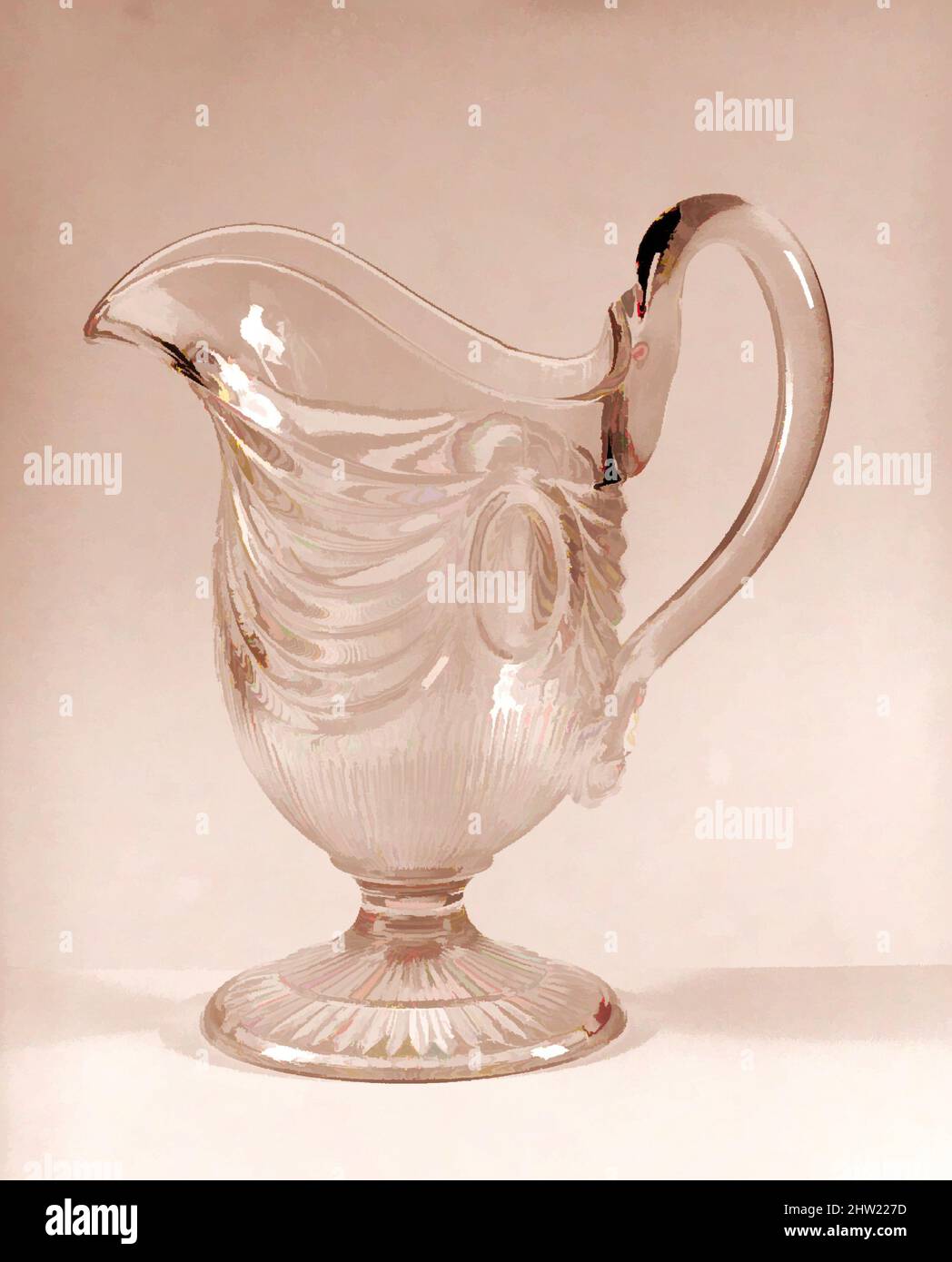 Arte ispirata a Creamer, 1860–70, vetro pressato, H. 6 1/2 poll. (16,5 cm), vetro, opere classiche modernizzate da Artotop con un tuffo di modernità. Forme, colore e valore, impatto visivo accattivante sulle emozioni artistiche attraverso la libertà delle opere d'arte in modo contemporaneo. Un messaggio senza tempo che persegue una nuova direzione selvaggiamente creativa. Artisti che si rivolgono al supporto digitale e creano l'NFT Artotop Foto Stock