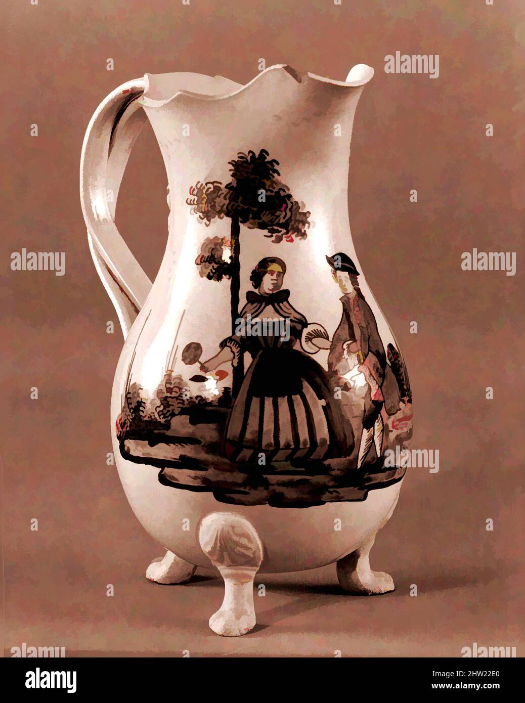 Arte ispirata a caraffa di latte, 1770–80, made in England, British, Earthenware, H. 5 1/8 poll. (13 cm), Ceramica, opere classiche modernizzate da Artotop con un tuffo di modernità. Forme, colore e valore, impatto visivo accattivante sulle emozioni artistiche attraverso la libertà delle opere d'arte in modo contemporaneo. Un messaggio senza tempo che persegue una nuova direzione selvaggiamente creativa. Artisti che si rivolgono al supporto digitale e creano l'NFT Artotop Foto Stock