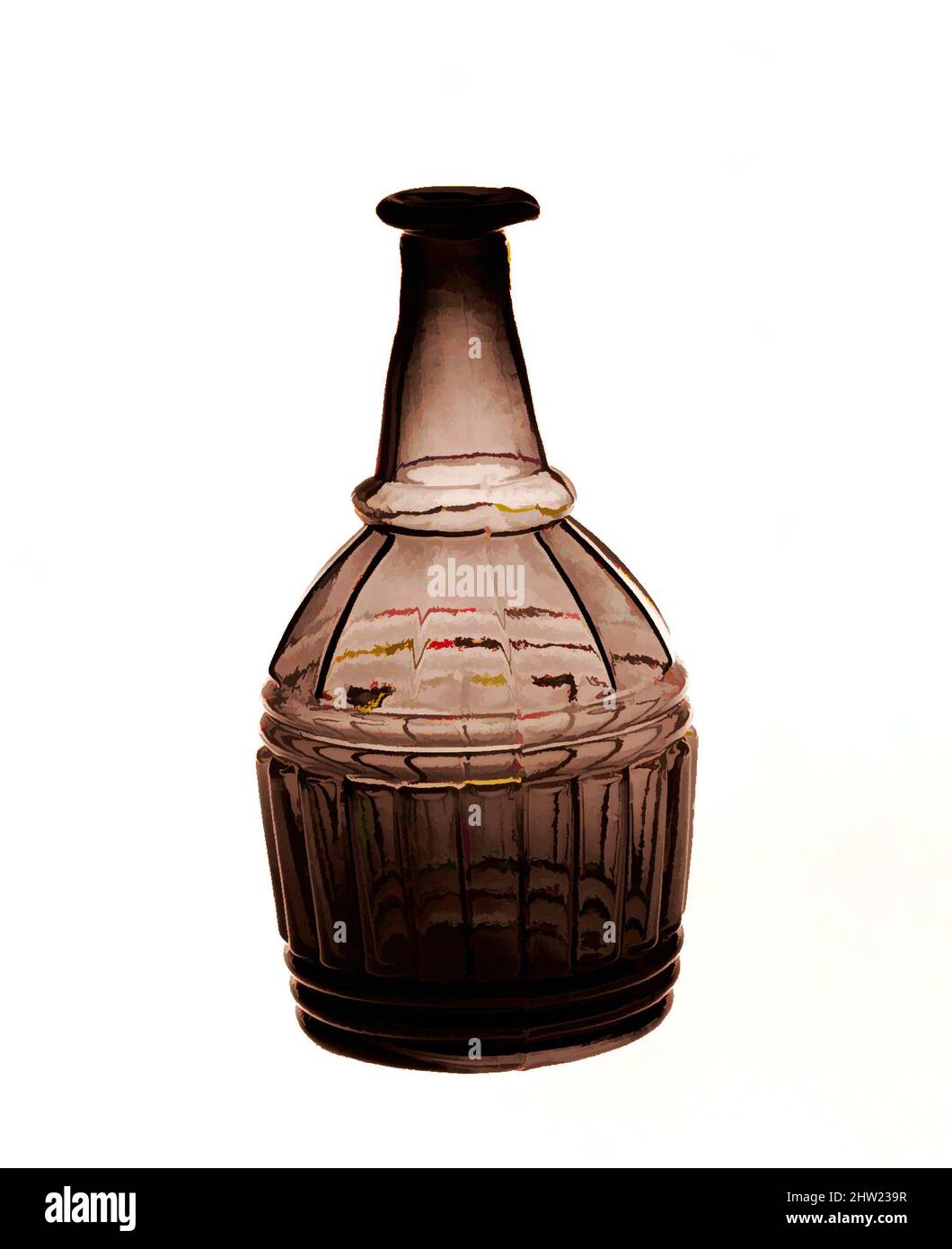 Art Inspired by Decanter, 1825–92, made in Sandwich, Massachusetts, Stati Uniti, Americano, vetro stampato soffiato, H. 5 1/4 poll. (13,3 cm), Glass, Boston & Sandwich Glass Company (American, 1825–1888, Sandwich, Massachusetts, opere classiche modernizzate da Artotop con un tocco di modernità. Forme, colore e valore, impatto visivo accattivante sulle emozioni artistiche attraverso la libertà delle opere d'arte in modo contemporaneo. Un messaggio senza tempo che persegue una nuova direzione selvaggiamente creativa. Artisti che si rivolgono al supporto digitale e creano l'NFT Artotop Foto Stock